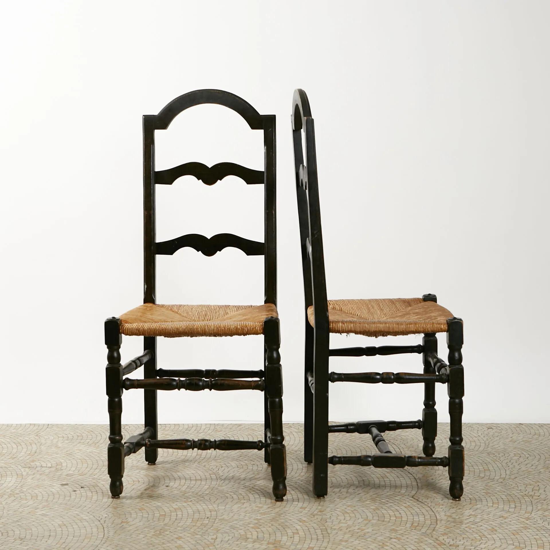 Rustico 6 eleganti sedie neo-rustiche del 1950 circa in vendita