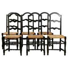 6 elegant neo-rustic chairs circa 1950