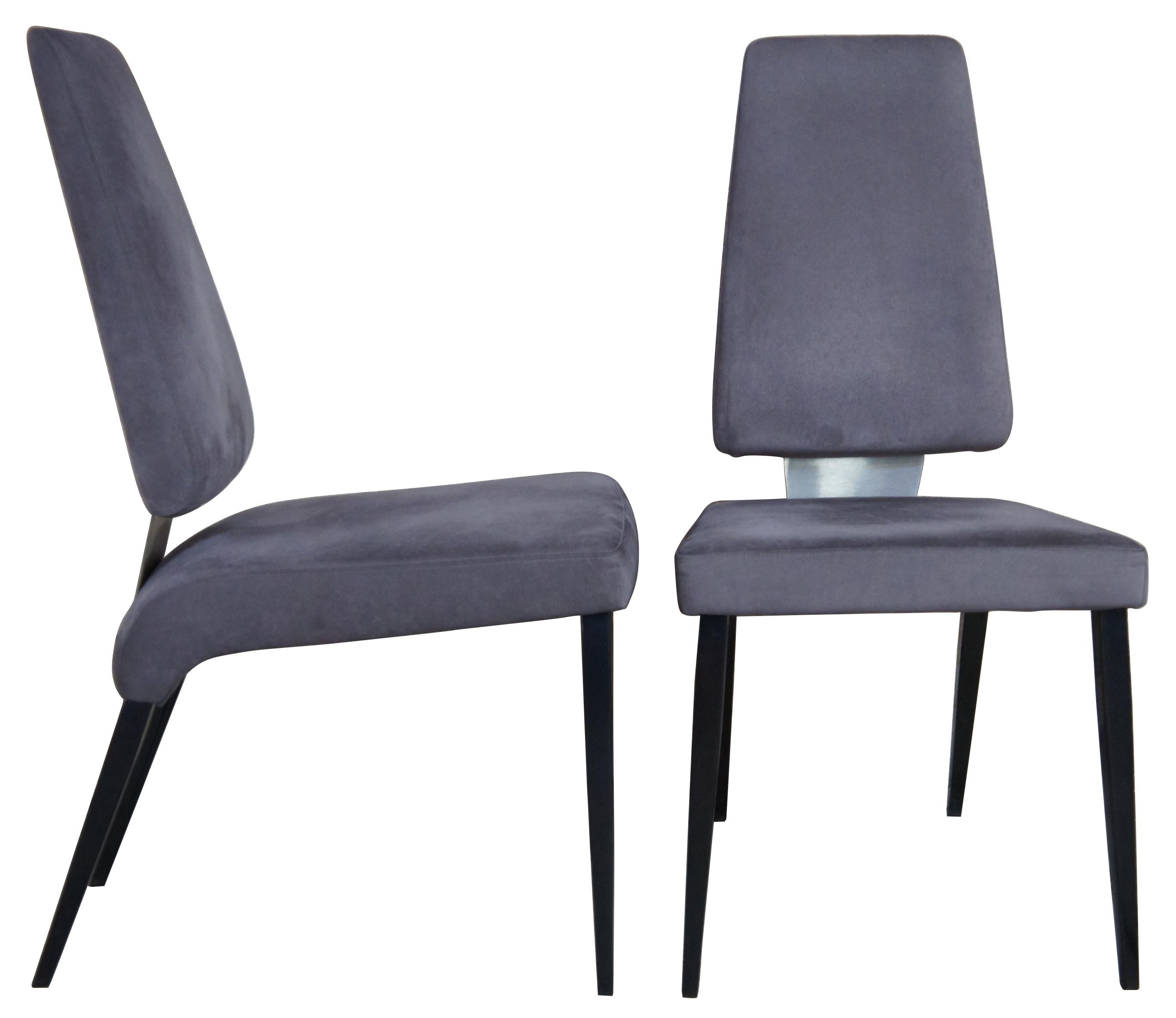 6 elite modern magnum dining chairs, 4021FS

Magnum features an energetic contemporary Postmodern profile, with a rich palette of materials and sterling comfort. The sleek, tapered seat cushion rolls downward to join the aggressively splayed rear