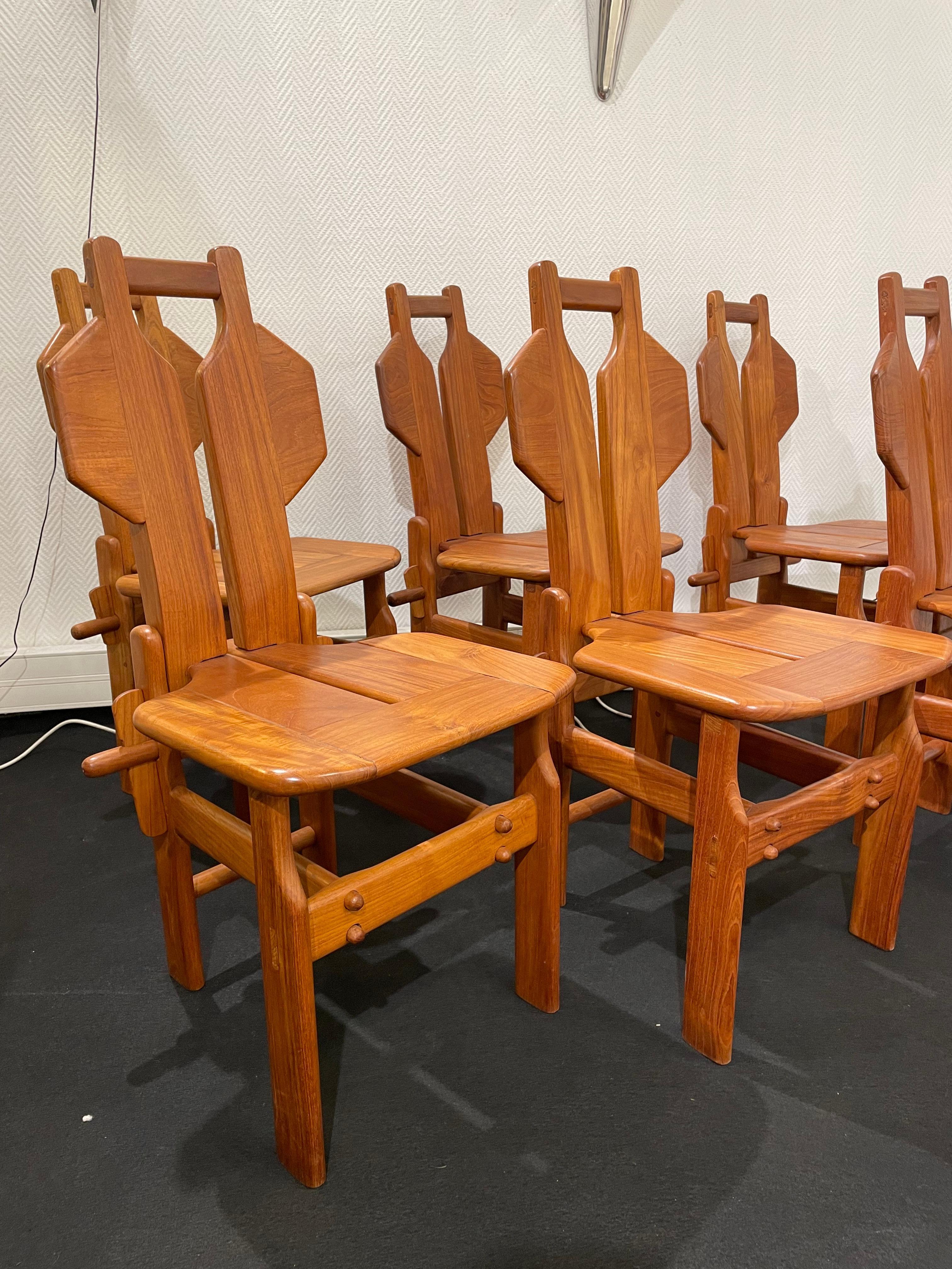 Mid-Century Modern 6 Elm Sculpture Chairs