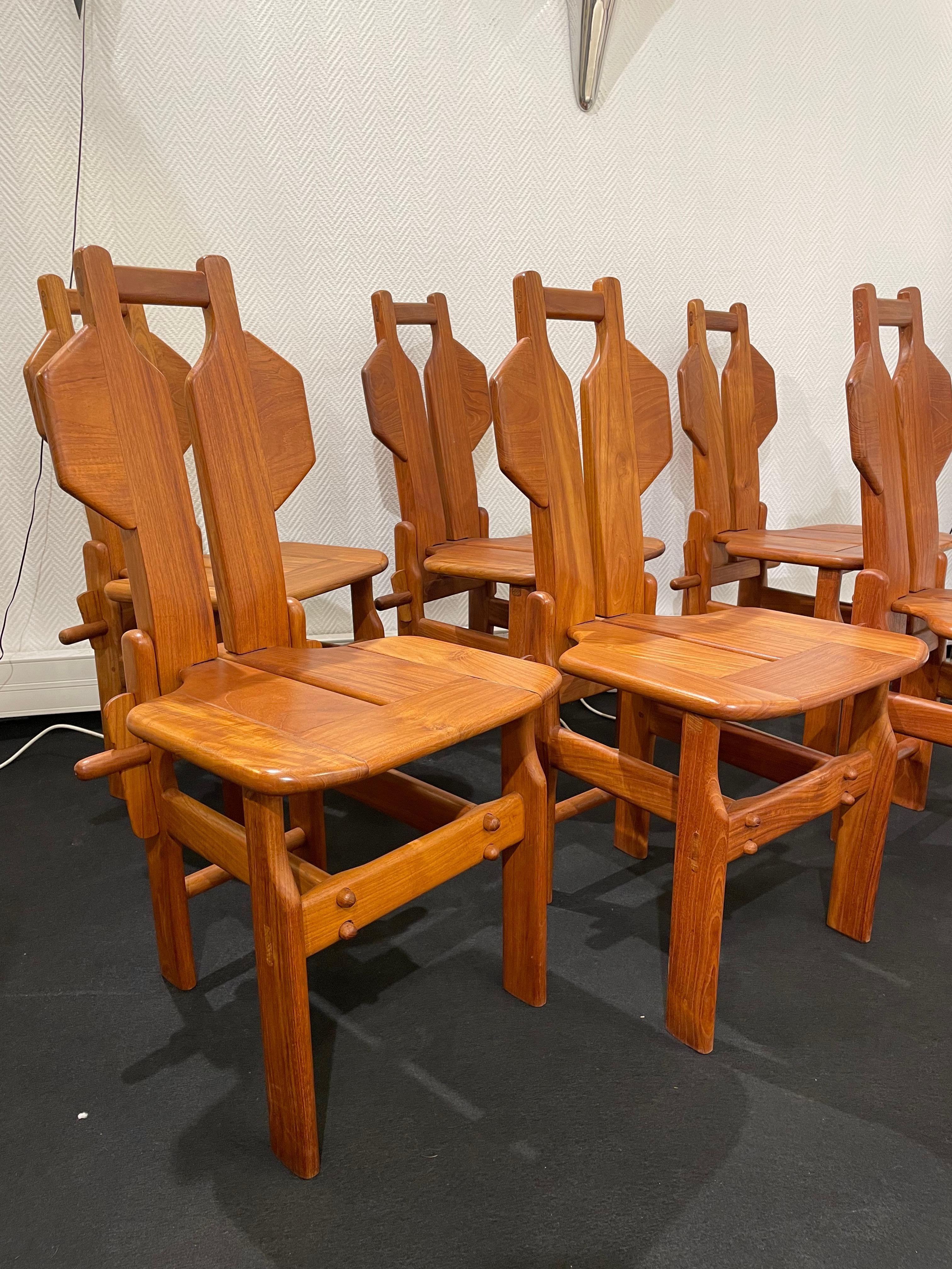 French 6 Elm Sculpture Chairs