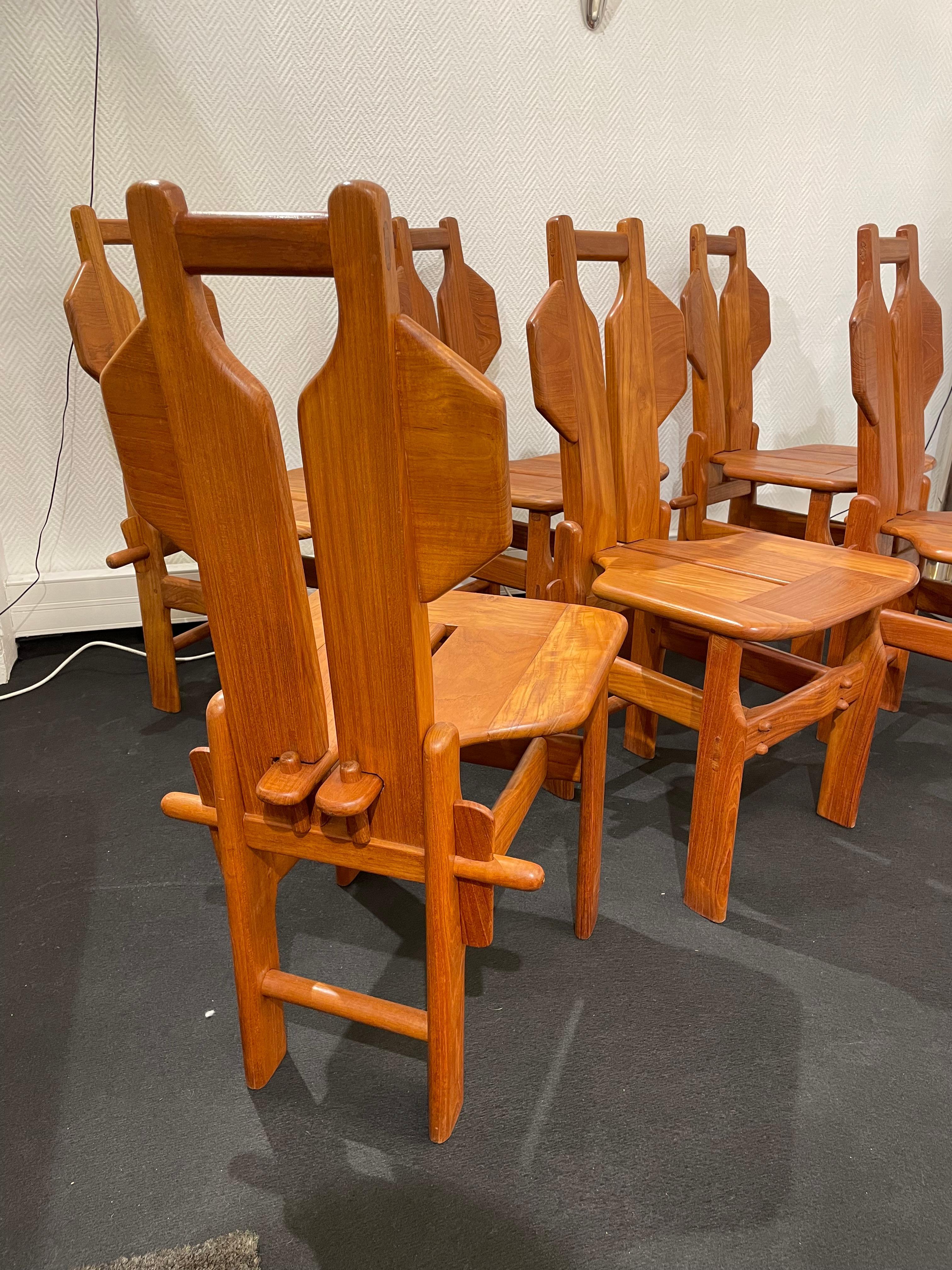 6 Elm Sculpture Chairs In Good Condition In Saint-Ouen, FR