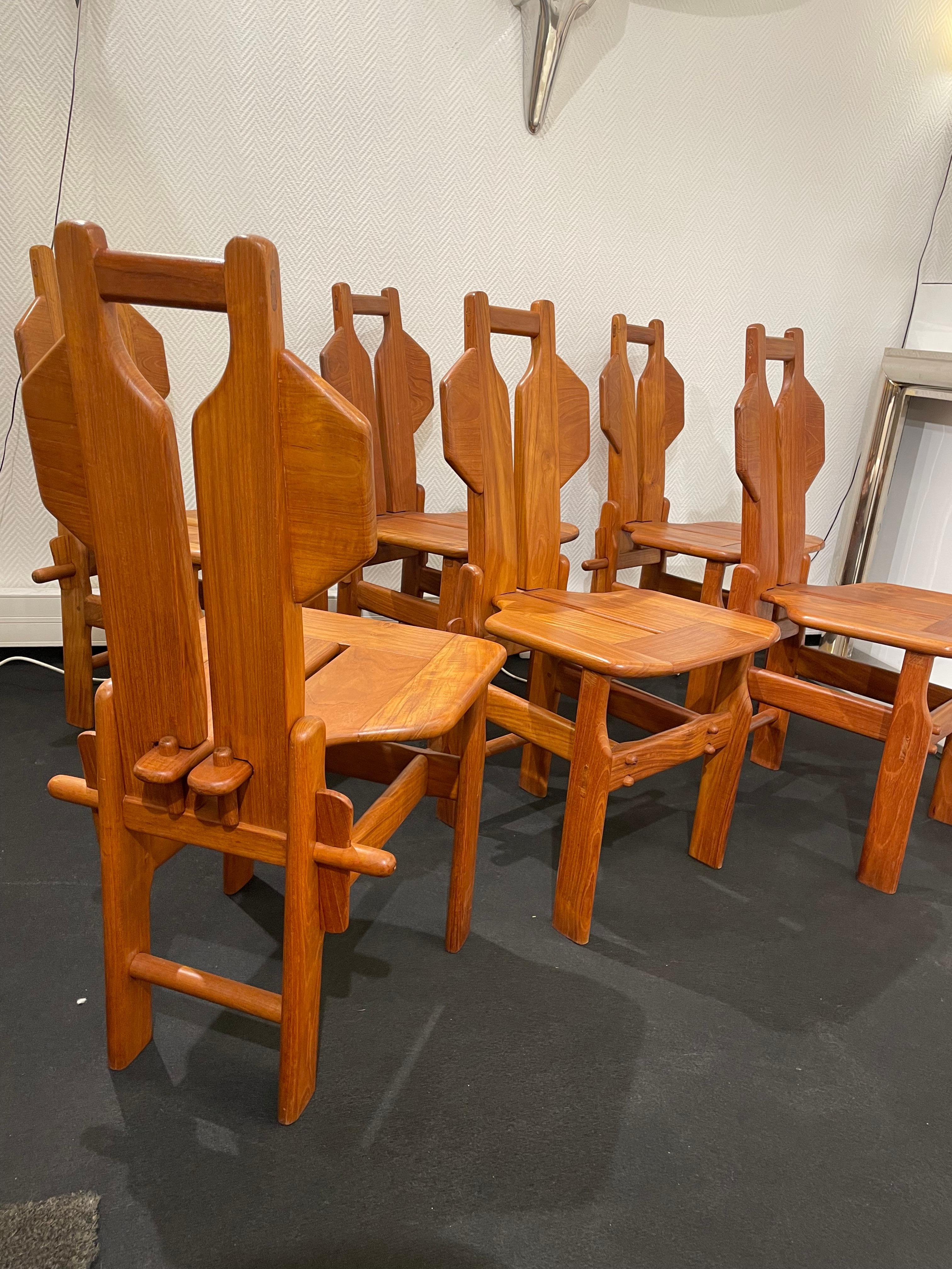 20th Century 6 Elm Sculpture Chairs
