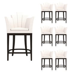 6 Empire Bar Stools - Handcrafted Modern Art Deco Stool with Brass Legs