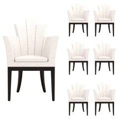 6 Empire Dining Chairs - Handcrafted Modern Art Deco Chair with Brass Legs