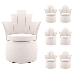 6 Empire Low Stools - Handcrafted Modern Art Deco Stool with Black Stained Base