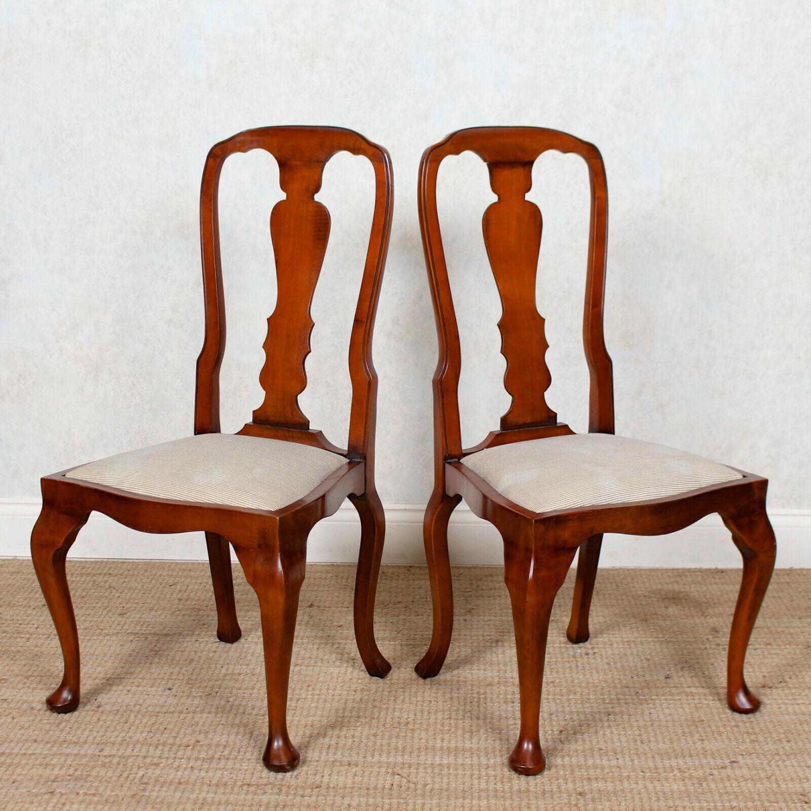 20th Century 6 English Queen Anne Dining Chairs Antique Vintage