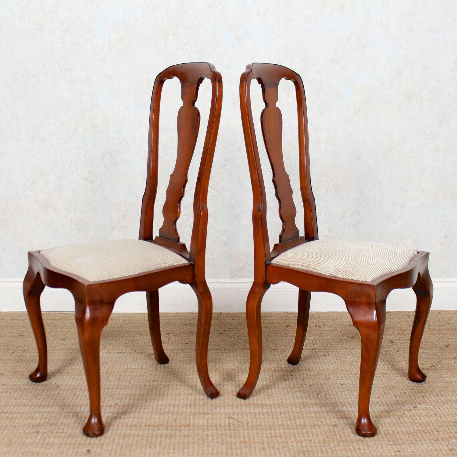 Mahogany 6 English Queen Anne Dining Chairs Antique Vintage