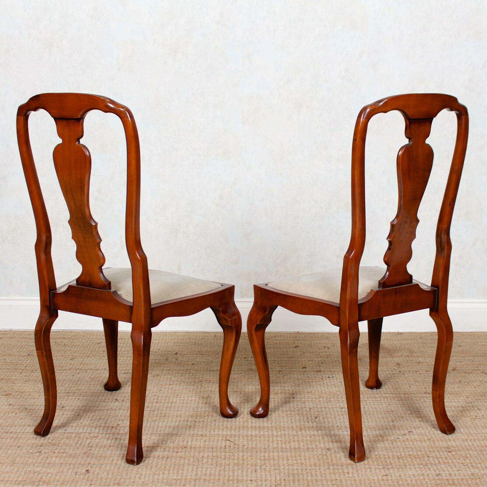 6 English Queen Anne Dining Chairs Antique Vintage 1