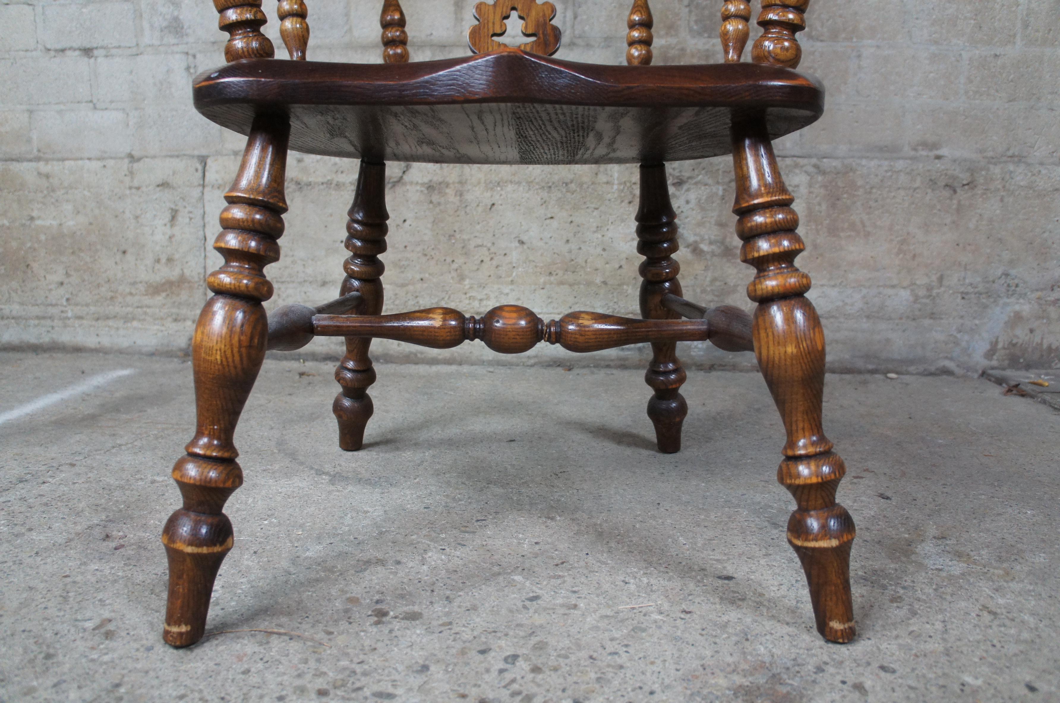 6 English Windsor Oak Dining Armchairs Vintage Country Farmhouse 3