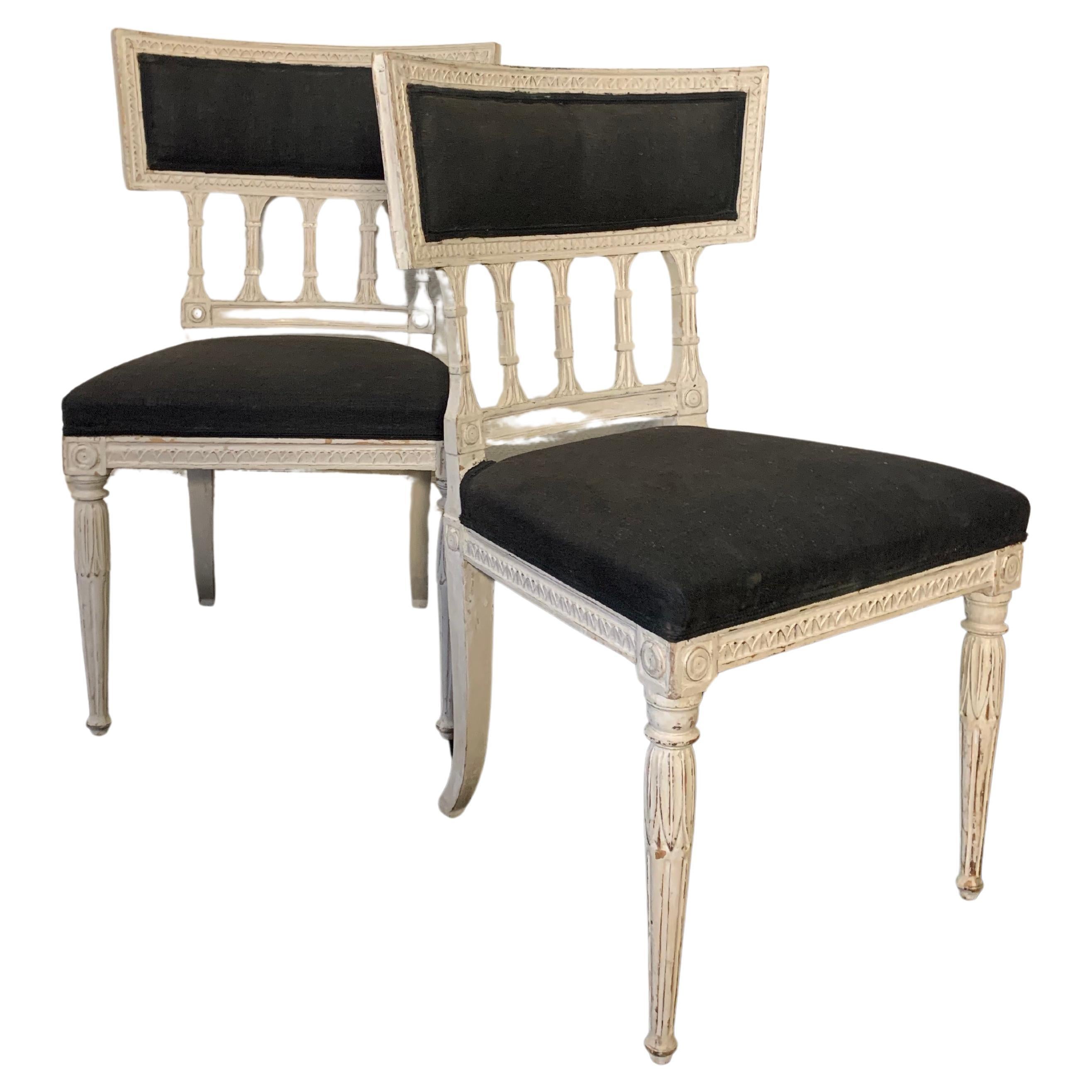 6 chaises égales, début du 19ème siècle, Gustavien tardif, faites par Ephraim Sthal en vente
