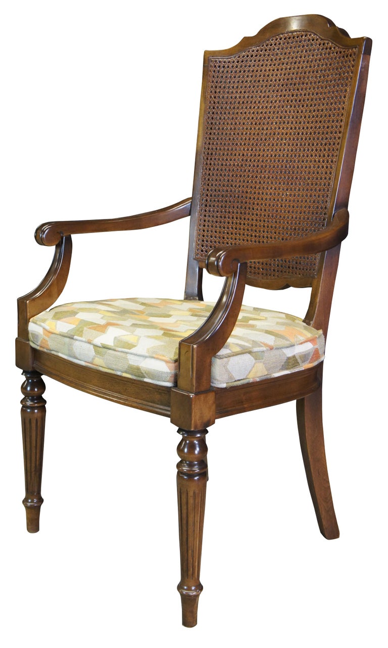 6 Ethan Allen Classic Manor Maple Caned Dining Chairs French Country
