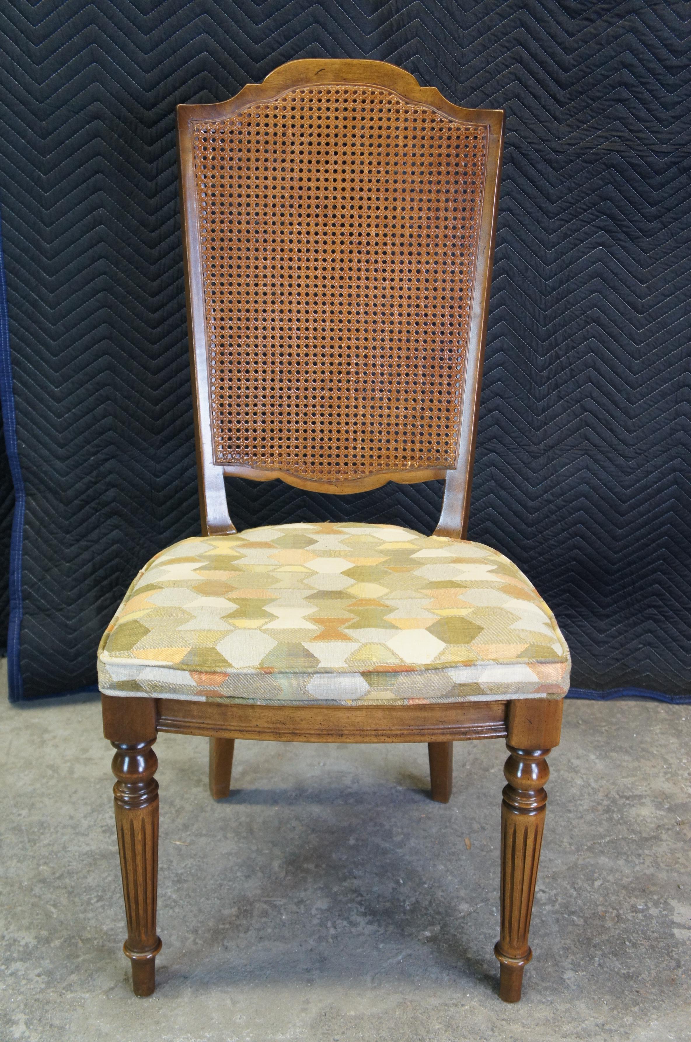 Upholstery 6 Ethan Allen Classic Manor Maple Caned Dining Chairs French Country Vtg 15-6012