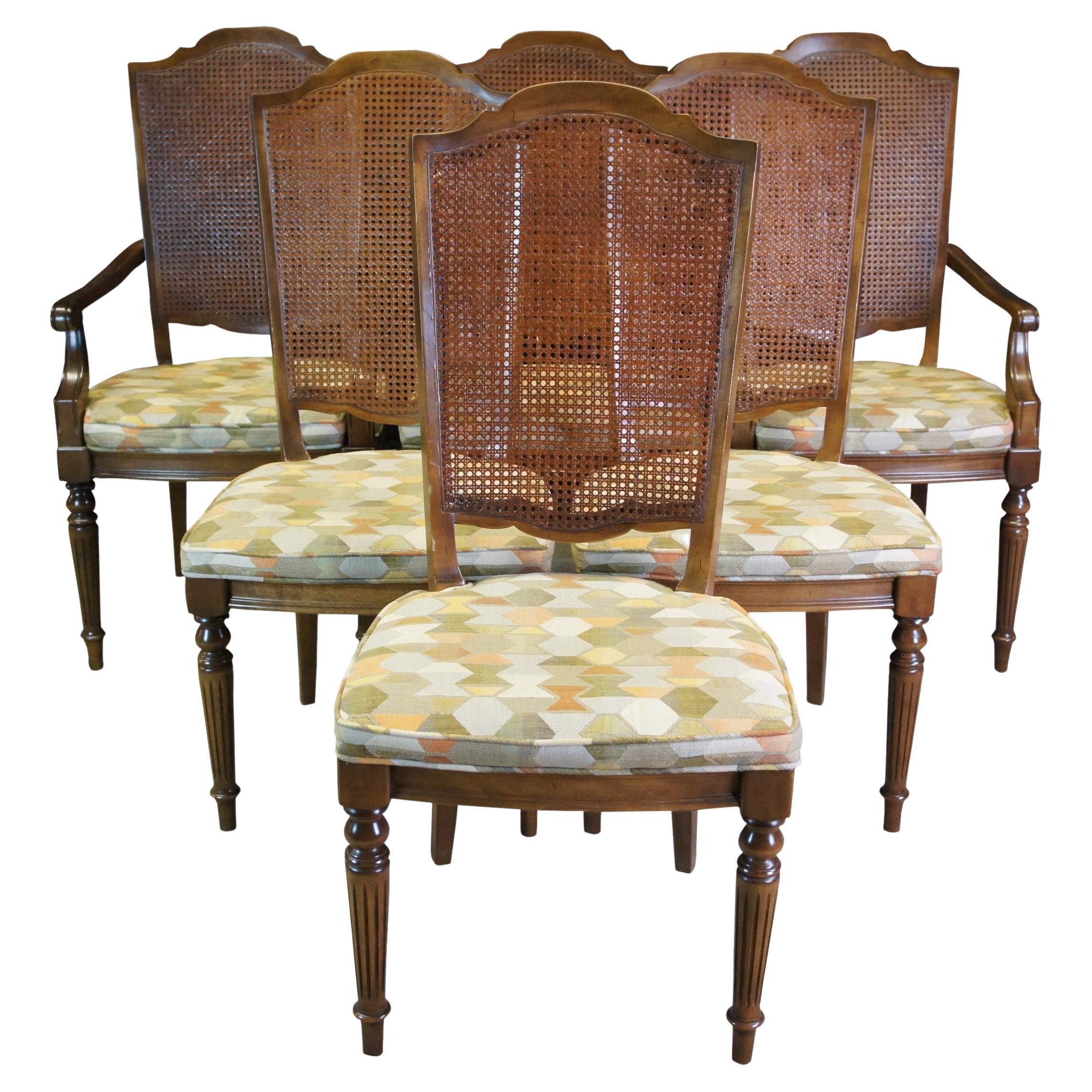 6 Ethan Allen Classic Manor Maple Caned Dining Chairs French Country Vtg 15-6012