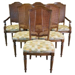 Vintage 6 Ethan Allen Classic Manor Maple Caned Dining Chairs French Country Vtg 15-6012