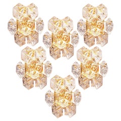 6 Faceted Crystal and Gilt Sconces by Kinkeldey, Germany, 1970s