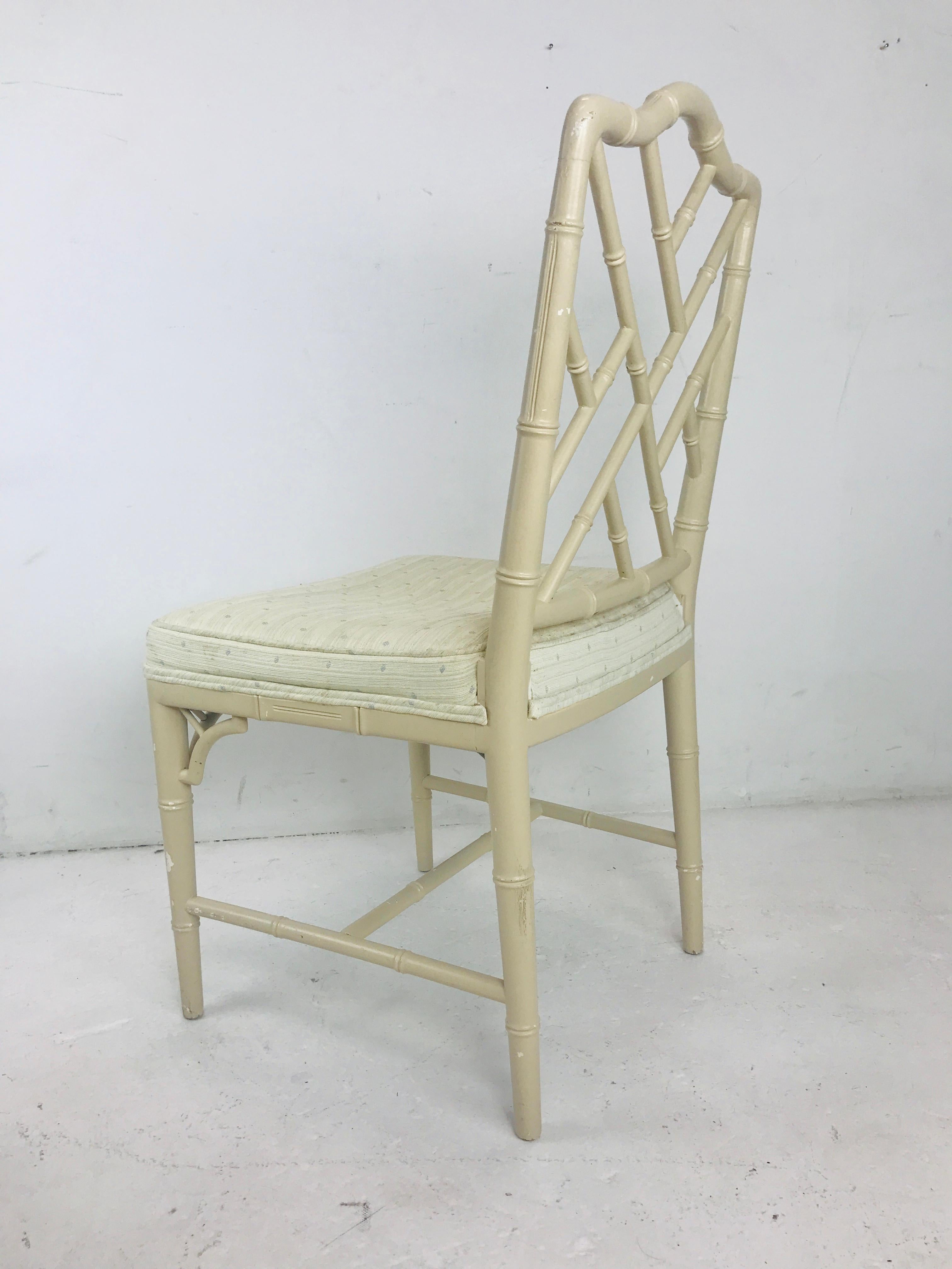 6 Faux Bamboo Chinese Chippendale Style Dining Chairs In Good Condition In Dallas, TX