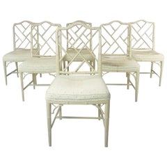 6 Faux Bamboo Chinese Chippendale Style Dining Chairs