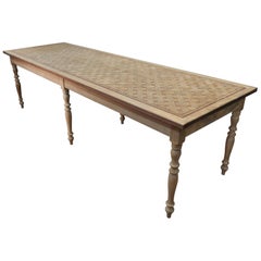 Antique 6 Feet Dinning Table Marquetry in Oak and Mahogany, circa 1920