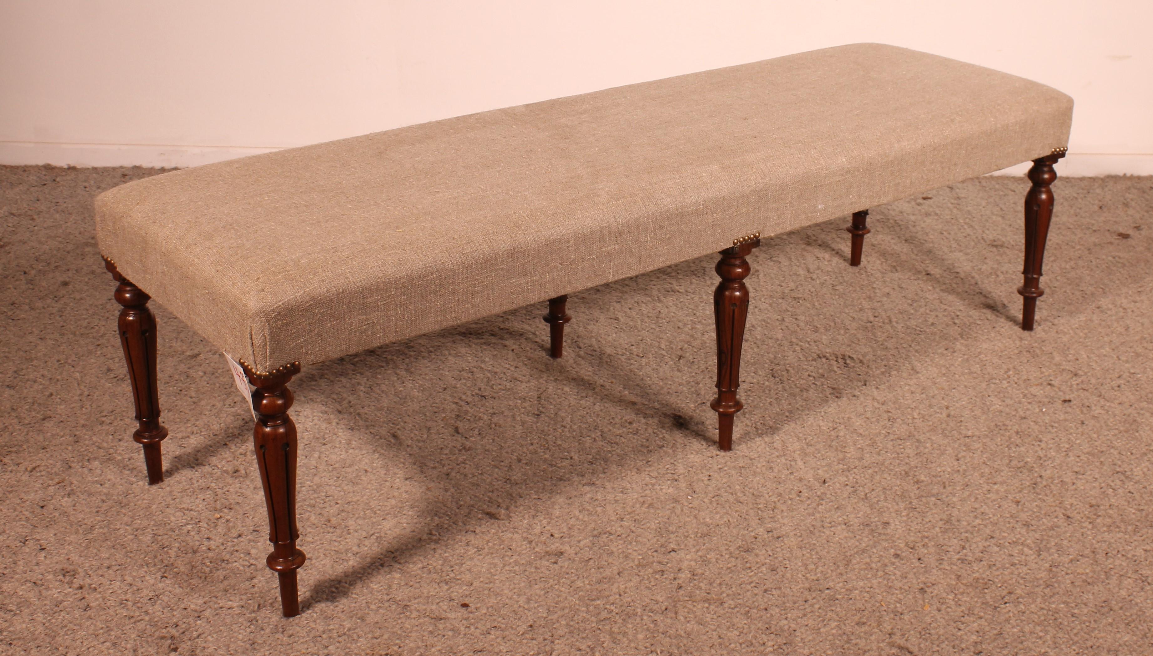 6 Feet Walnut Bench From The 19th Century For Sale 3