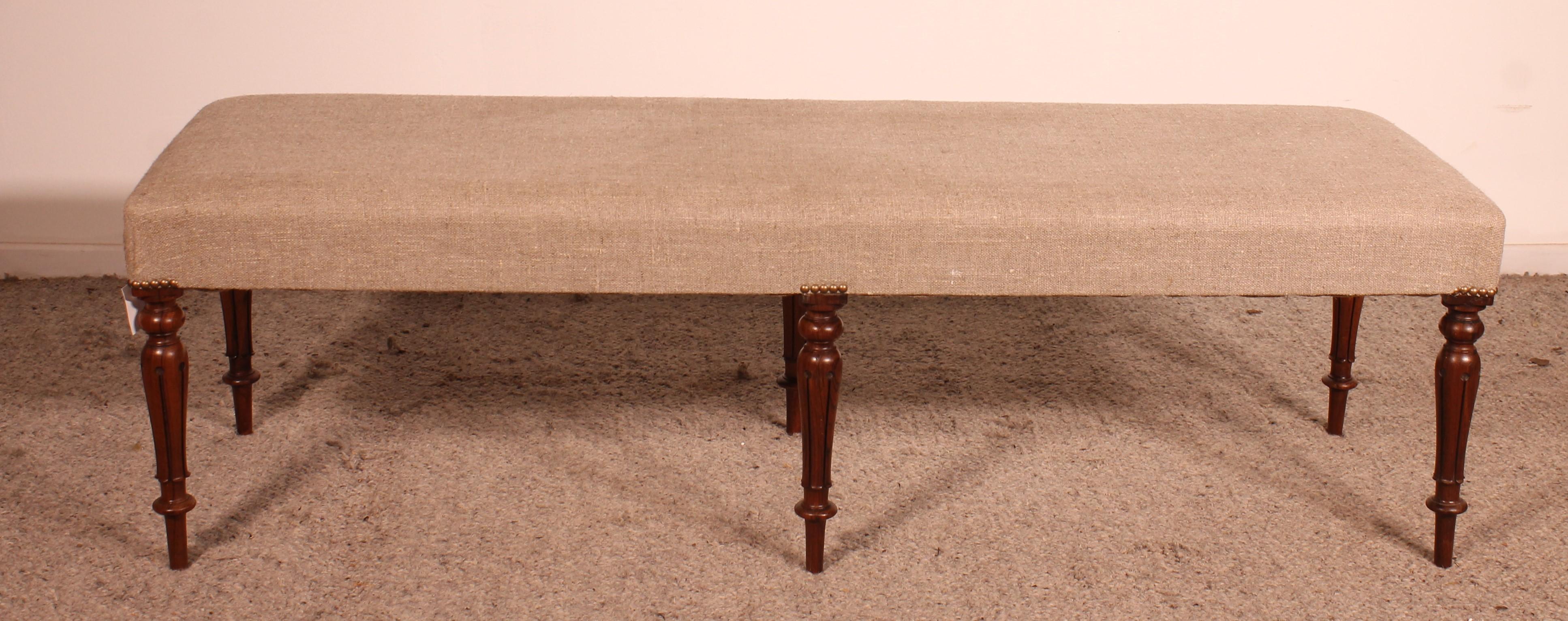6 Feet Walnut Bench From The 19th Century For Sale 4