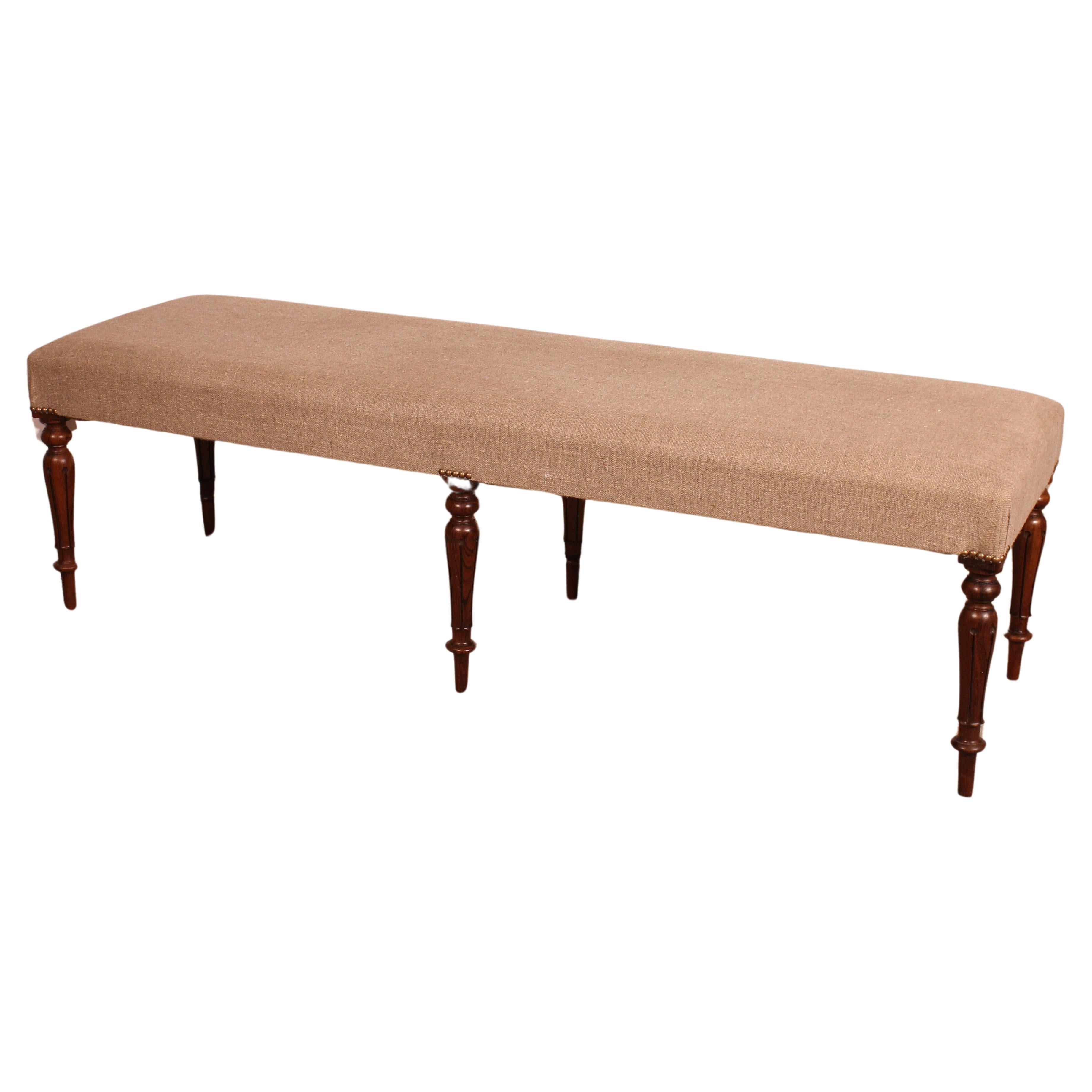 6 Feet Walnut Bench From The 19th Century