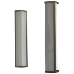 6 Fine French Art Deco Brushed Nickel and Glass Angle Sconces by Perzel