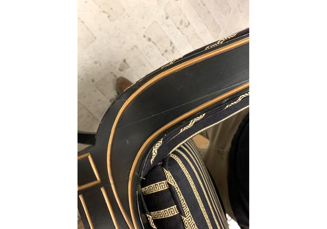 6 Finely Crafted Neoclassical Style Ebonized & Gilt Dining for Restoration For Sale 8