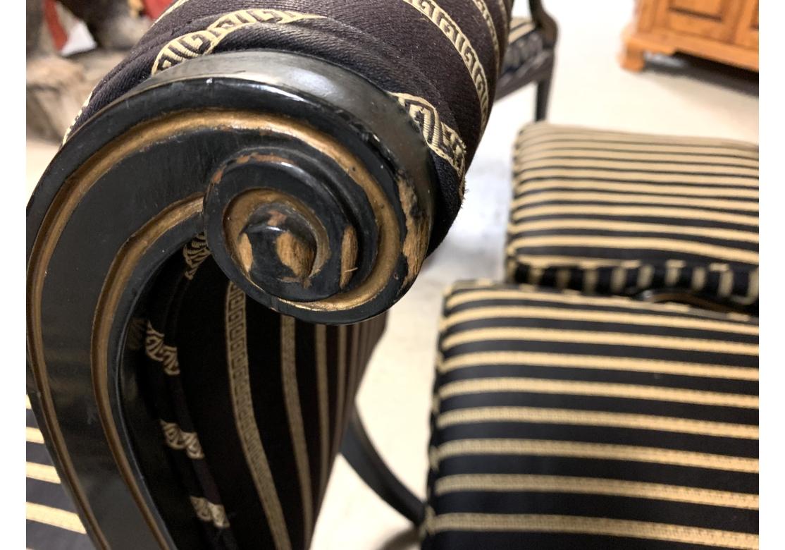 6 Finely Crafted Neoclassical Style Ebonized & Gilt Dining for Restoration For Sale 12
