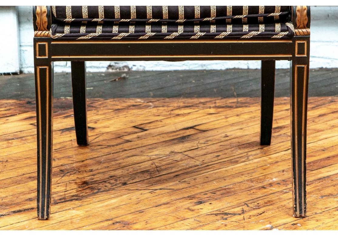 20th Century 6 Finely Crafted Neoclassical Style Ebonized & Gilt Dining for Restoration For Sale