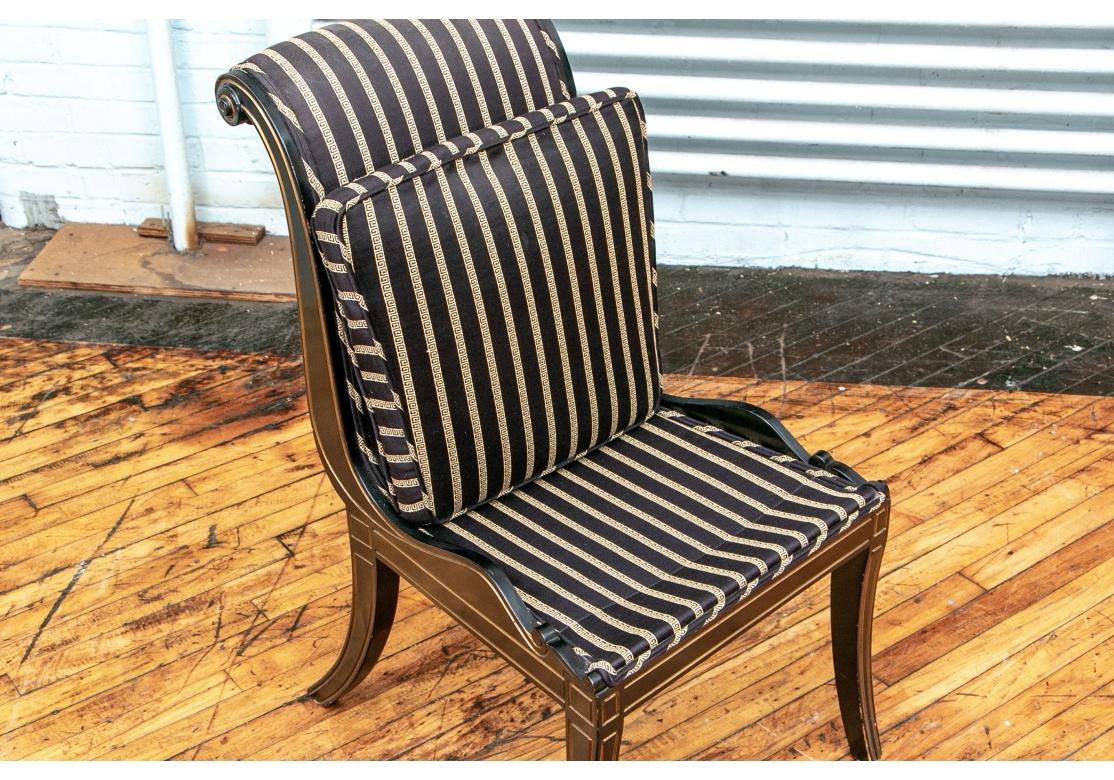 6 Finely Crafted Neoclassical Style Ebonized & Gilt Dining for Restoration For Sale 2