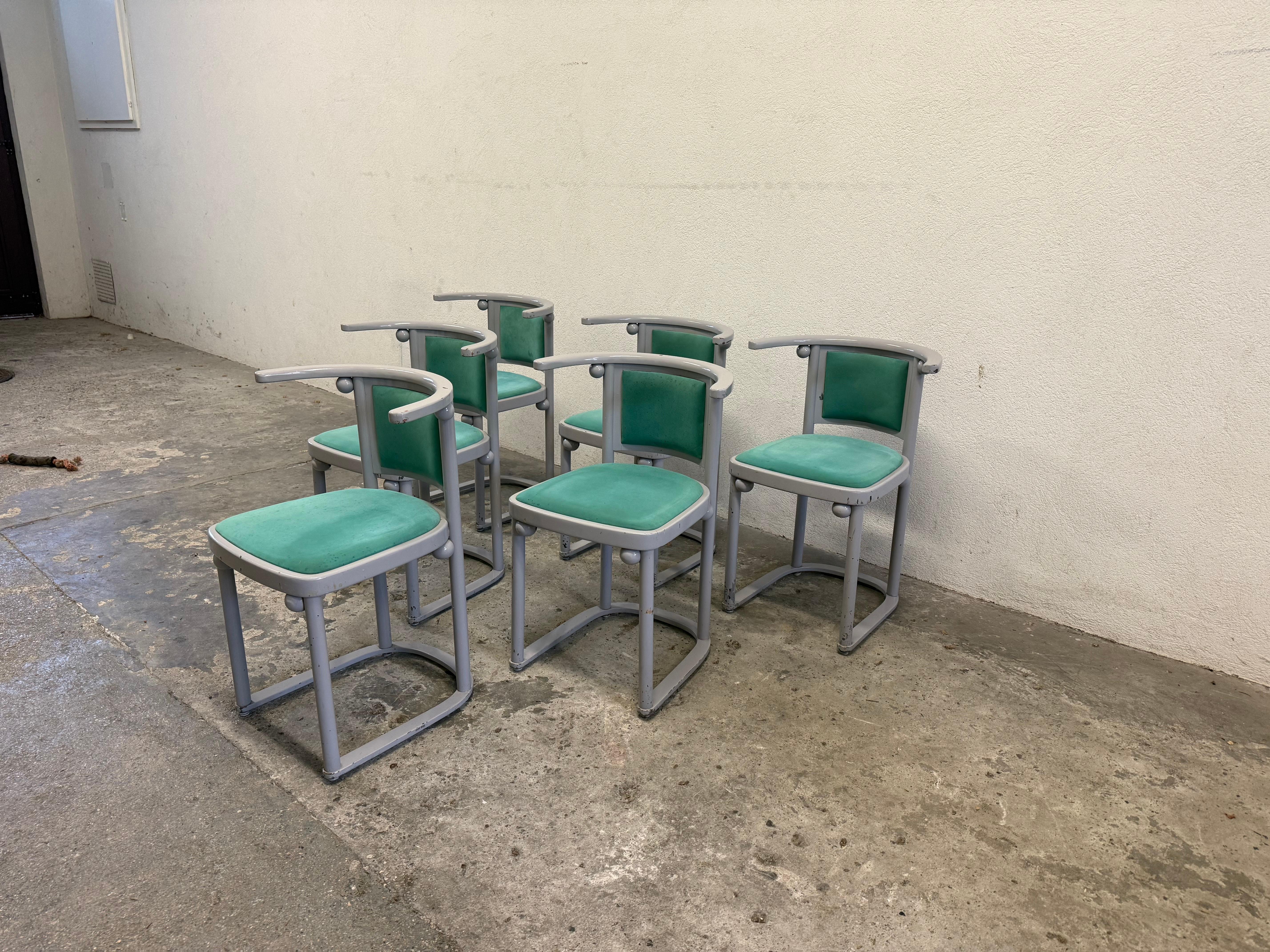 6 Sillas Fledermaus de Josef Hoffmann en Desgastado estado para la venta en Budapest, HU