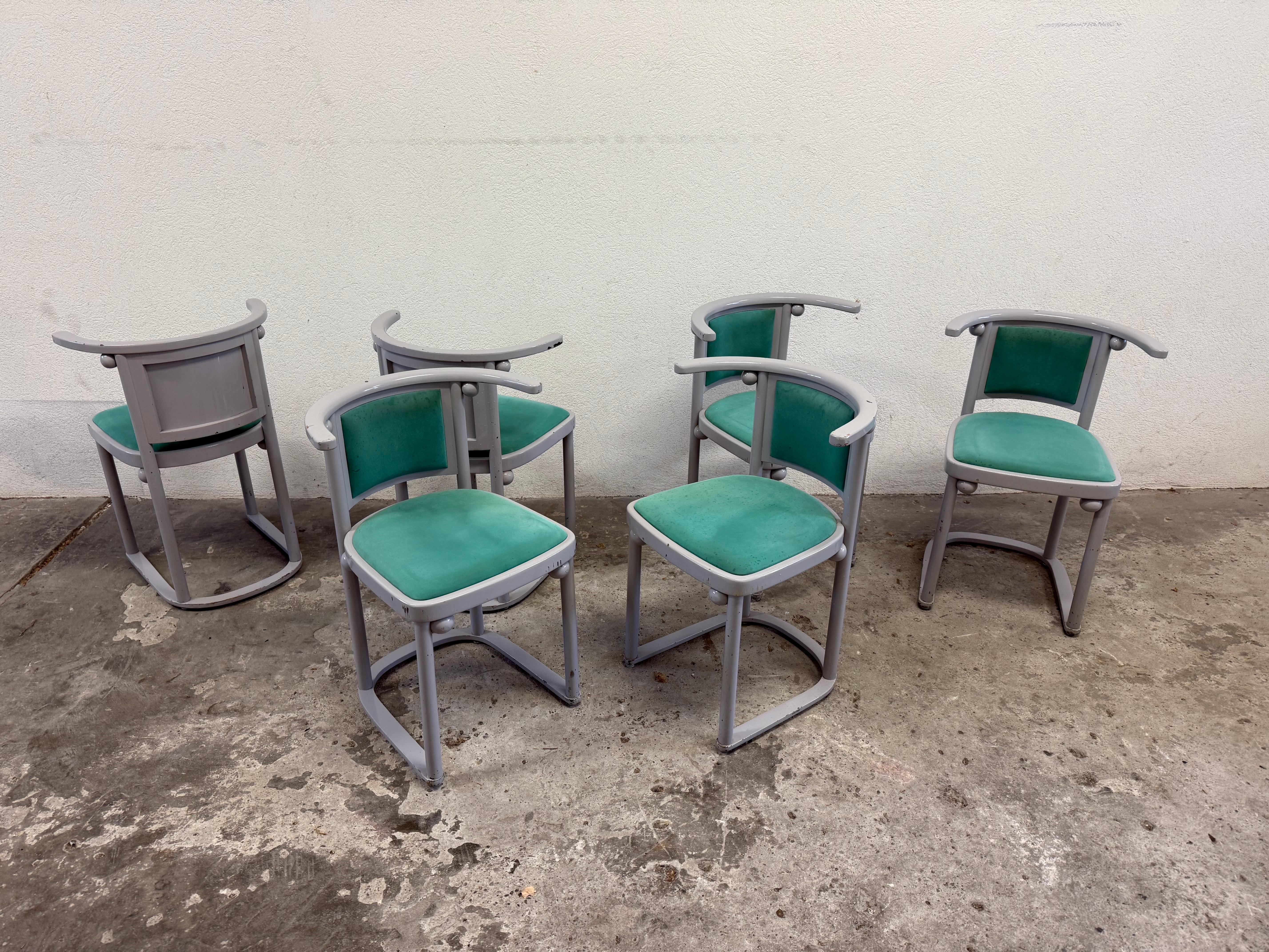 6 Sillas Fledermaus de Josef Hoffmann Haya en venta