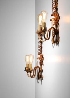 4 floral sconces golden foliage style 50's Jansen