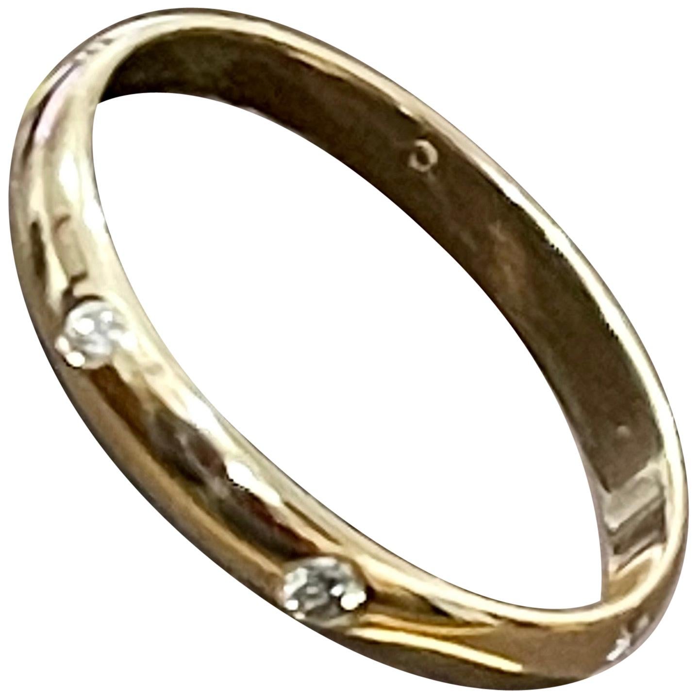 6 Flush Set Bezel Diamond Eternity Wedding Band in 14 Karat Yellow Gold Size 8.2
Very clean and shiny diamonds.
This eternity band features Gypsy set or burnished, the bright white diamonds , 14k gold band ring shines brightly and is a perennial