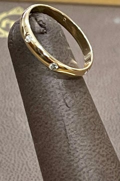 8 Alliance éternelle en or jaune 14 carats avec chaton et diamant en serti clos