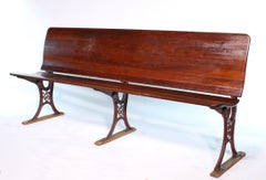 Antique 6 Foot Folding Train Station Bench