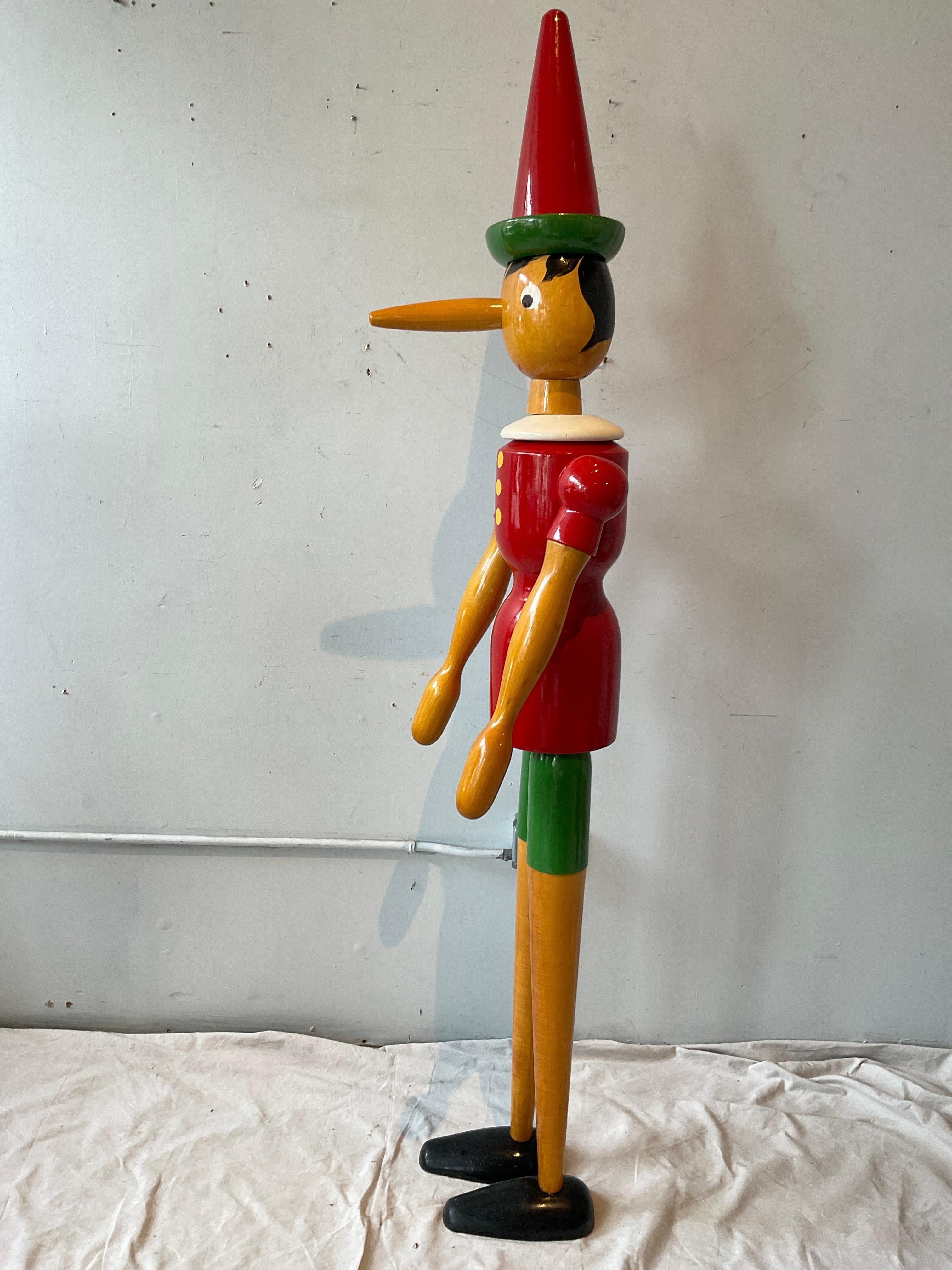 6 Fuß groß Italienisch artikuliert Wood Pinocchio (Ende des 20. Jahrhunderts) im Angebot