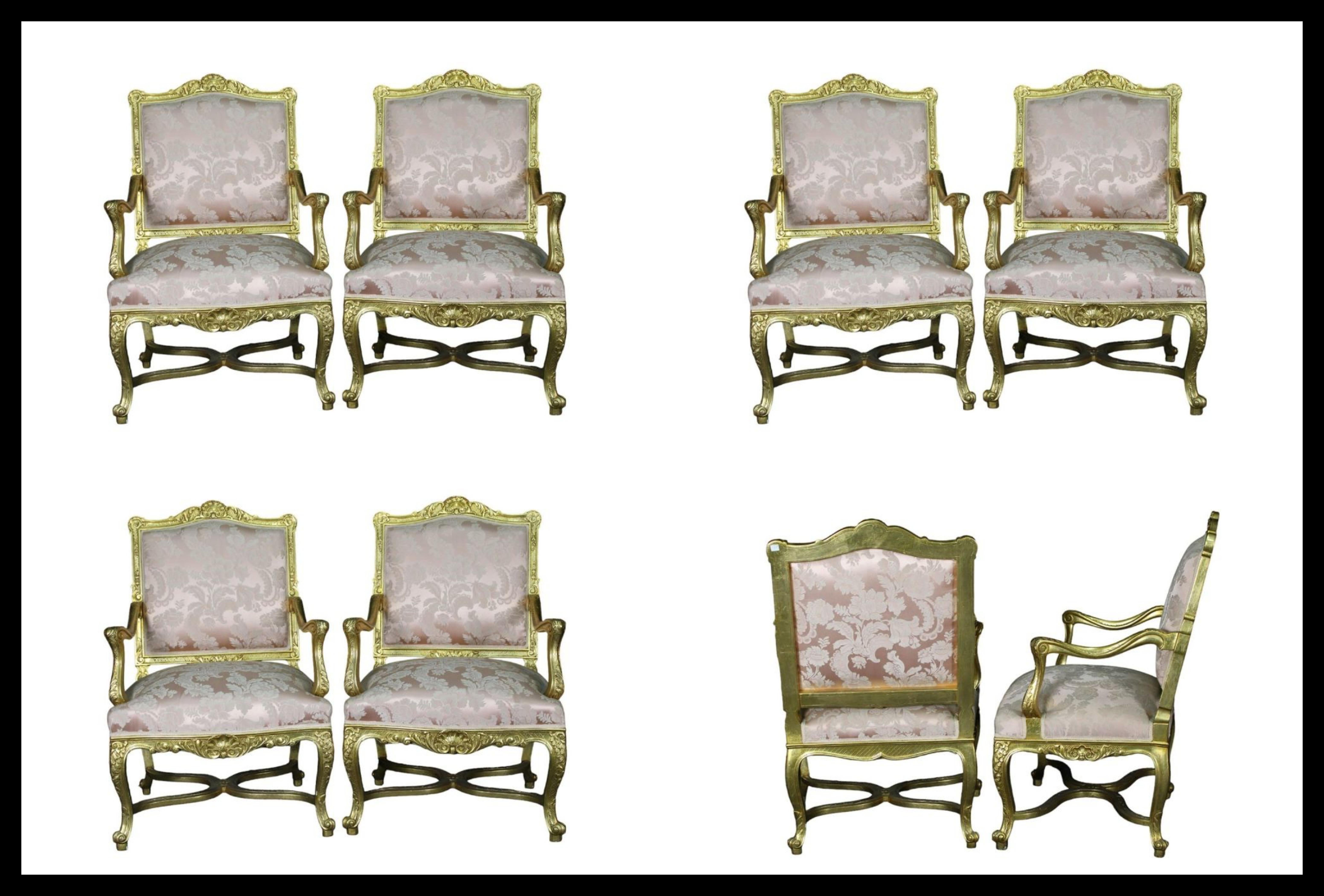 Hand-Crafted 6 French ARMCHAIRS late 19th Century For Sale