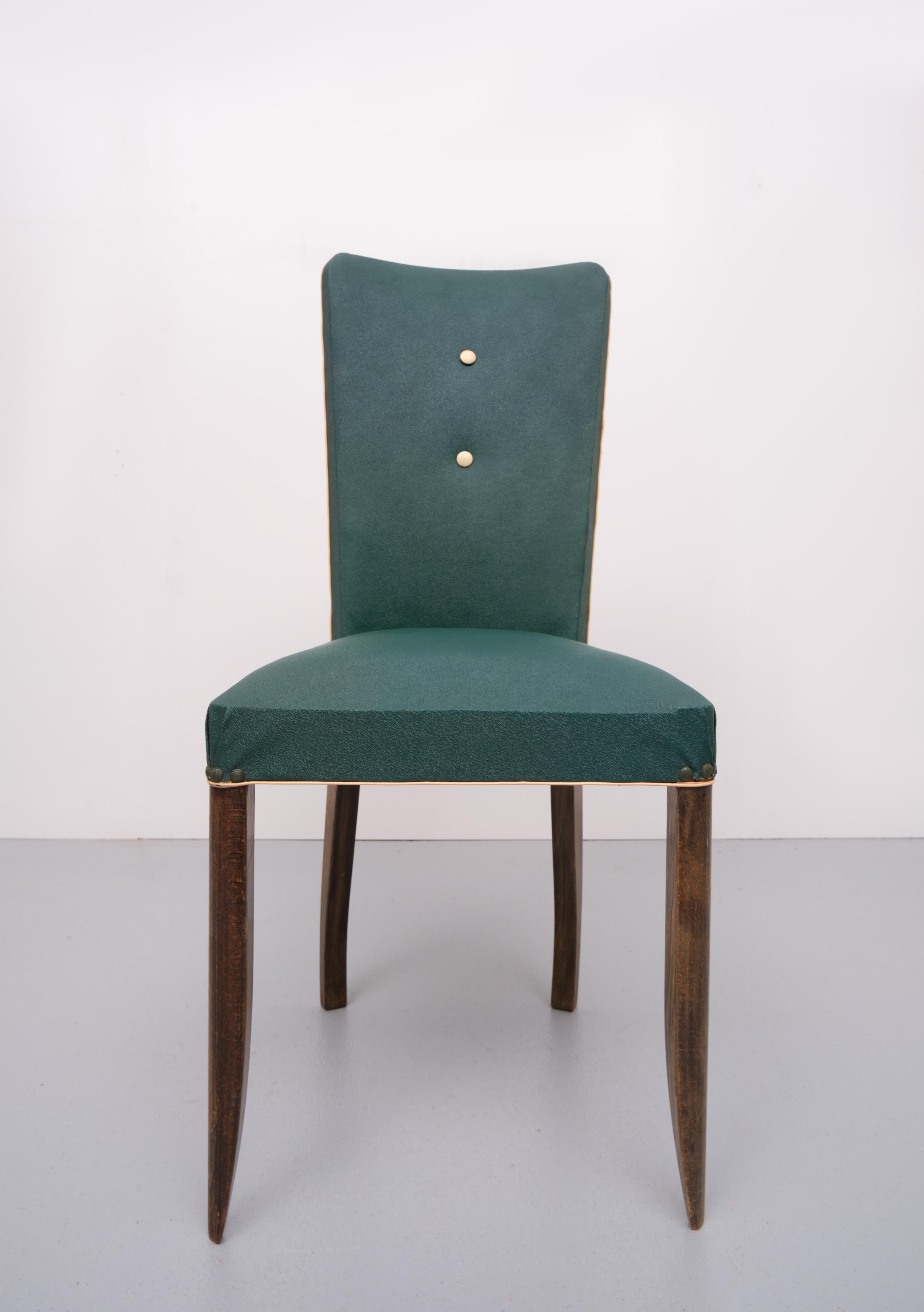 6 French Art Deco Dining Chairs, 1940s 6