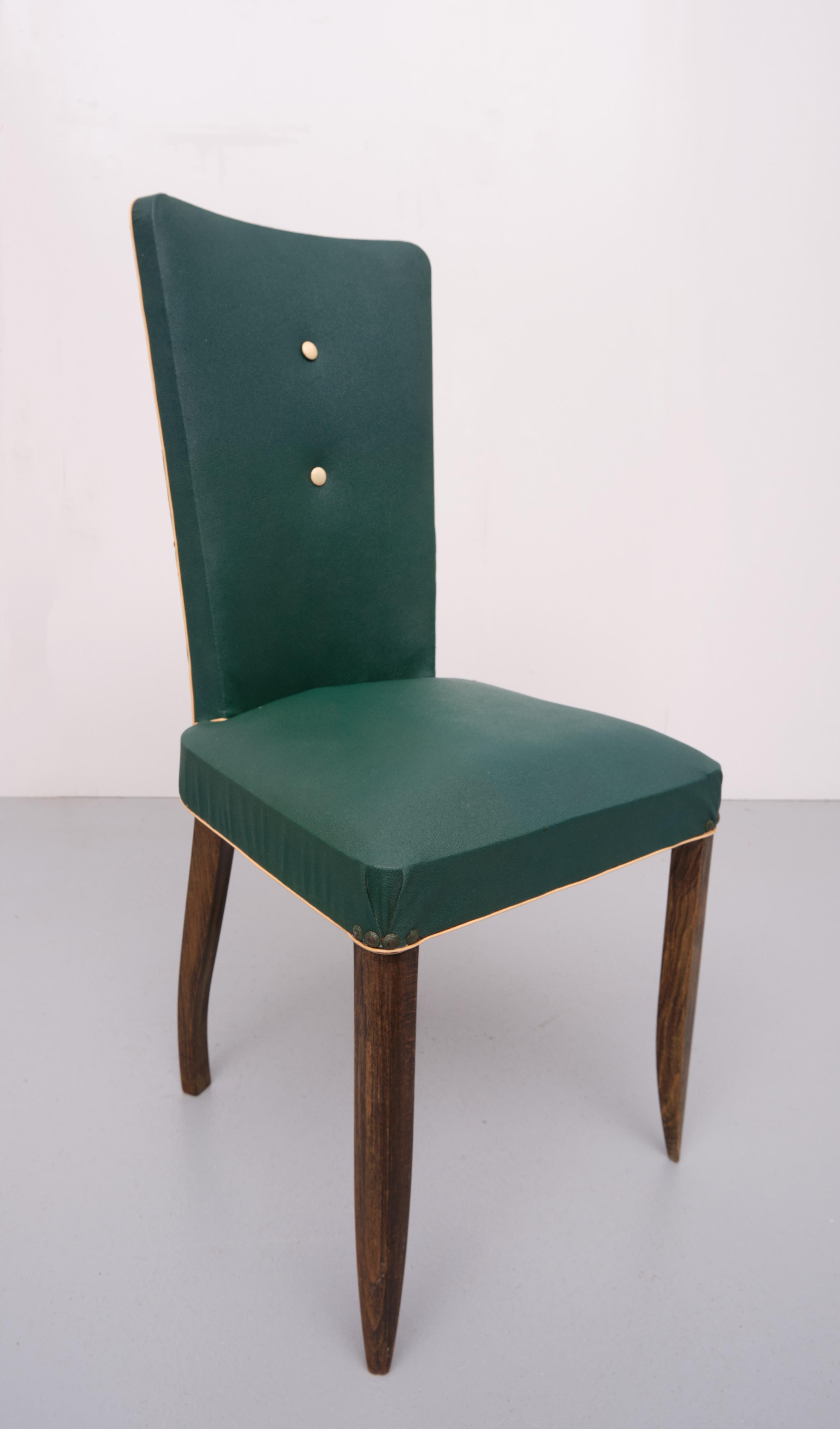 6 French Art Deco Dining Chairs, 1940s In Good Condition In Den Haag, NL