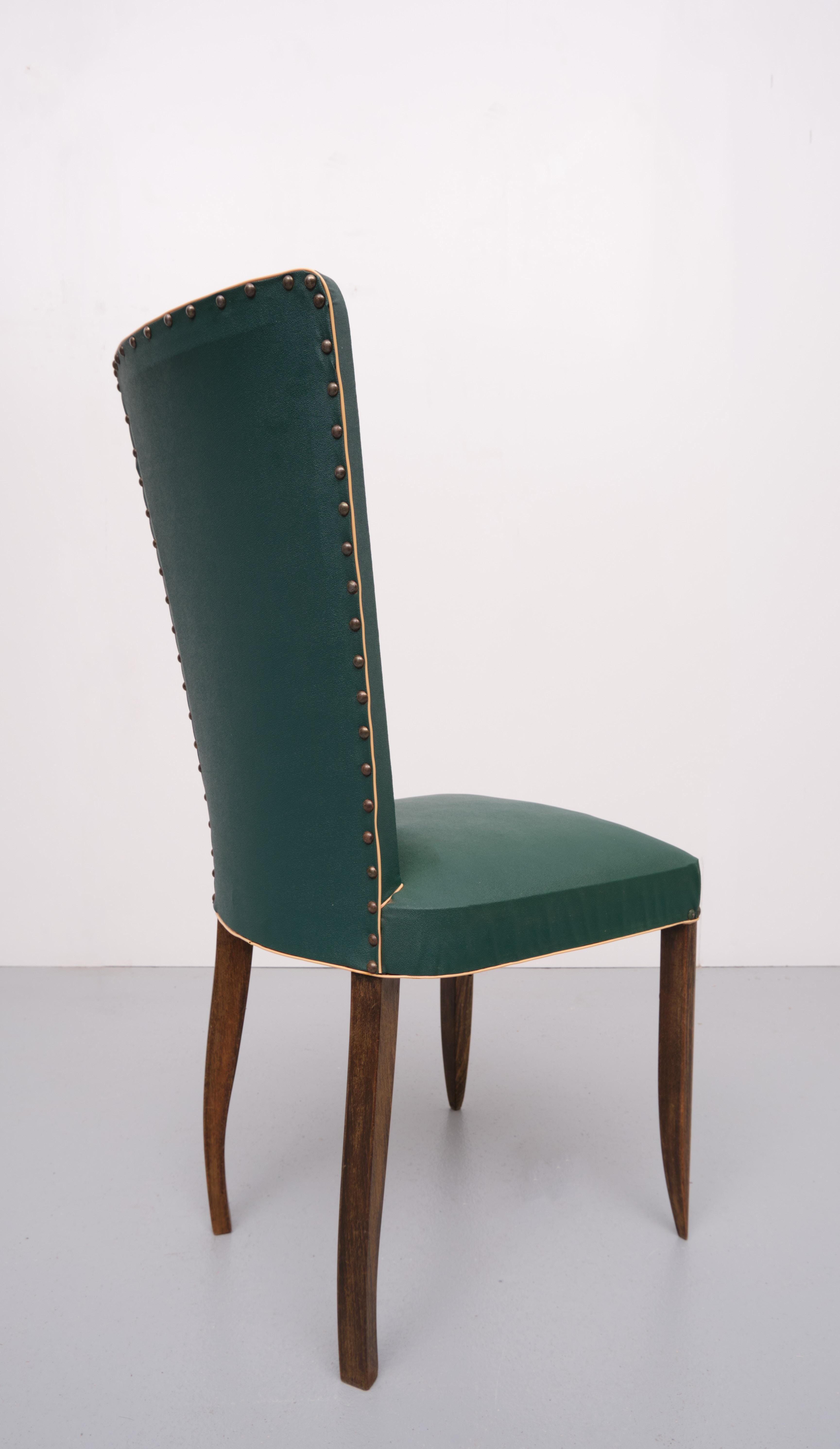 6 French Art Deco Dining Chairs, 1940s 1