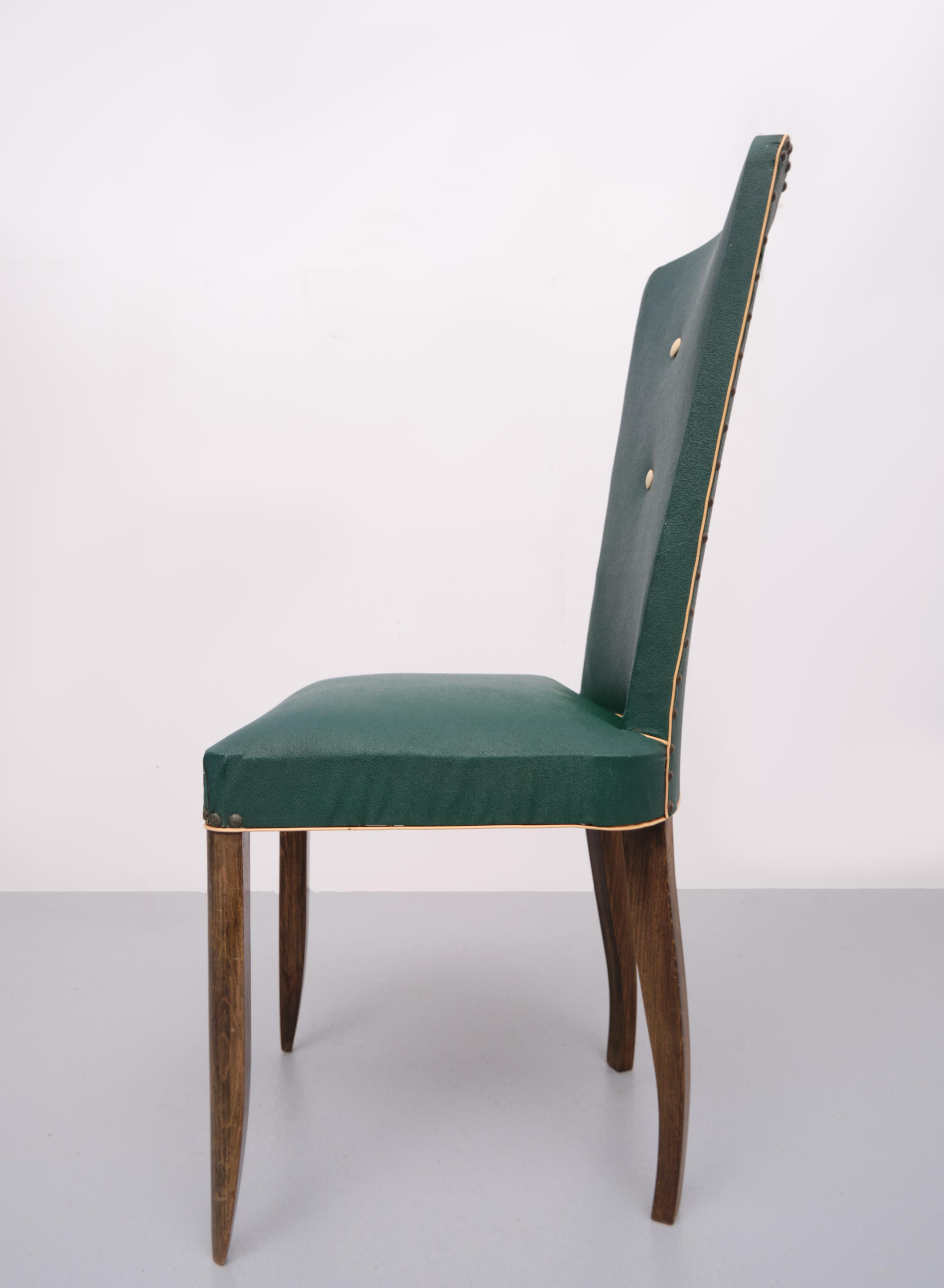 6 French Art Deco Dining Chairs, 1940s 3