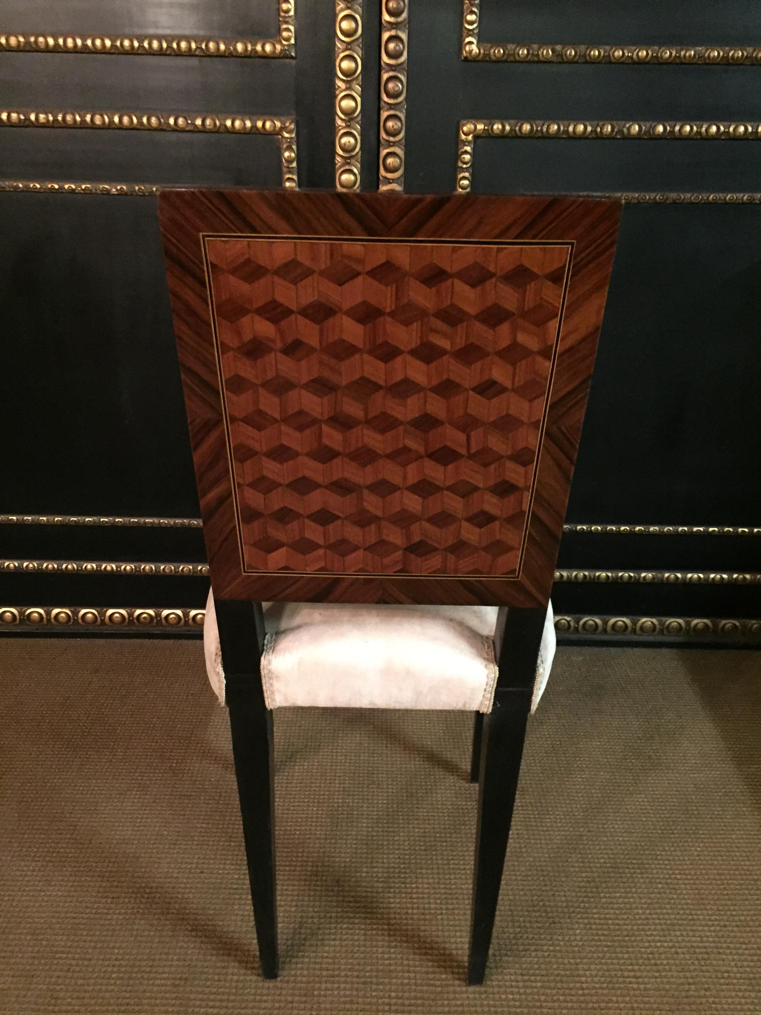 6  French Chairs in Art Deco Still Parquet Pattern 4