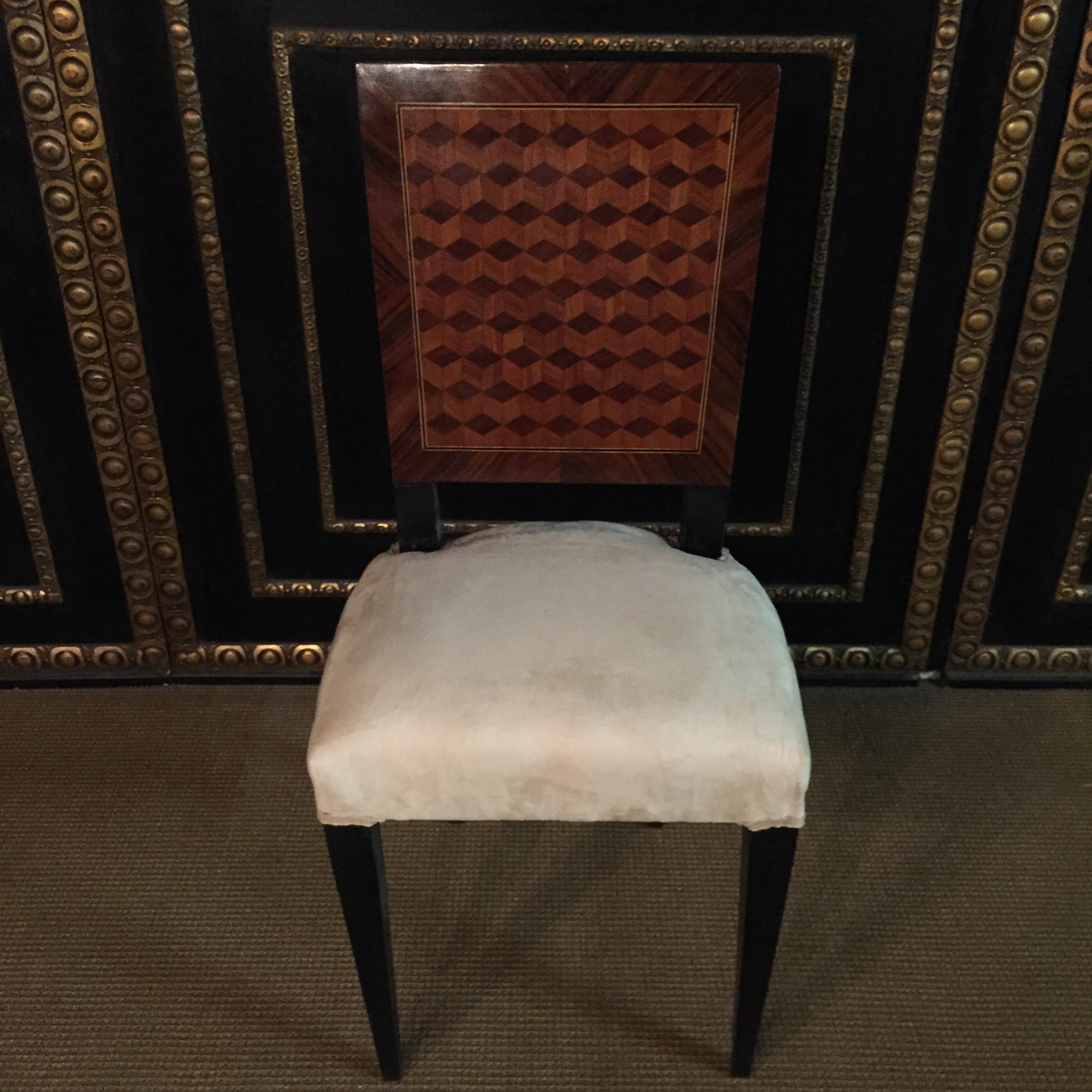 20th Century 6  French Chairs in Art Deco Still Parquet Pattern