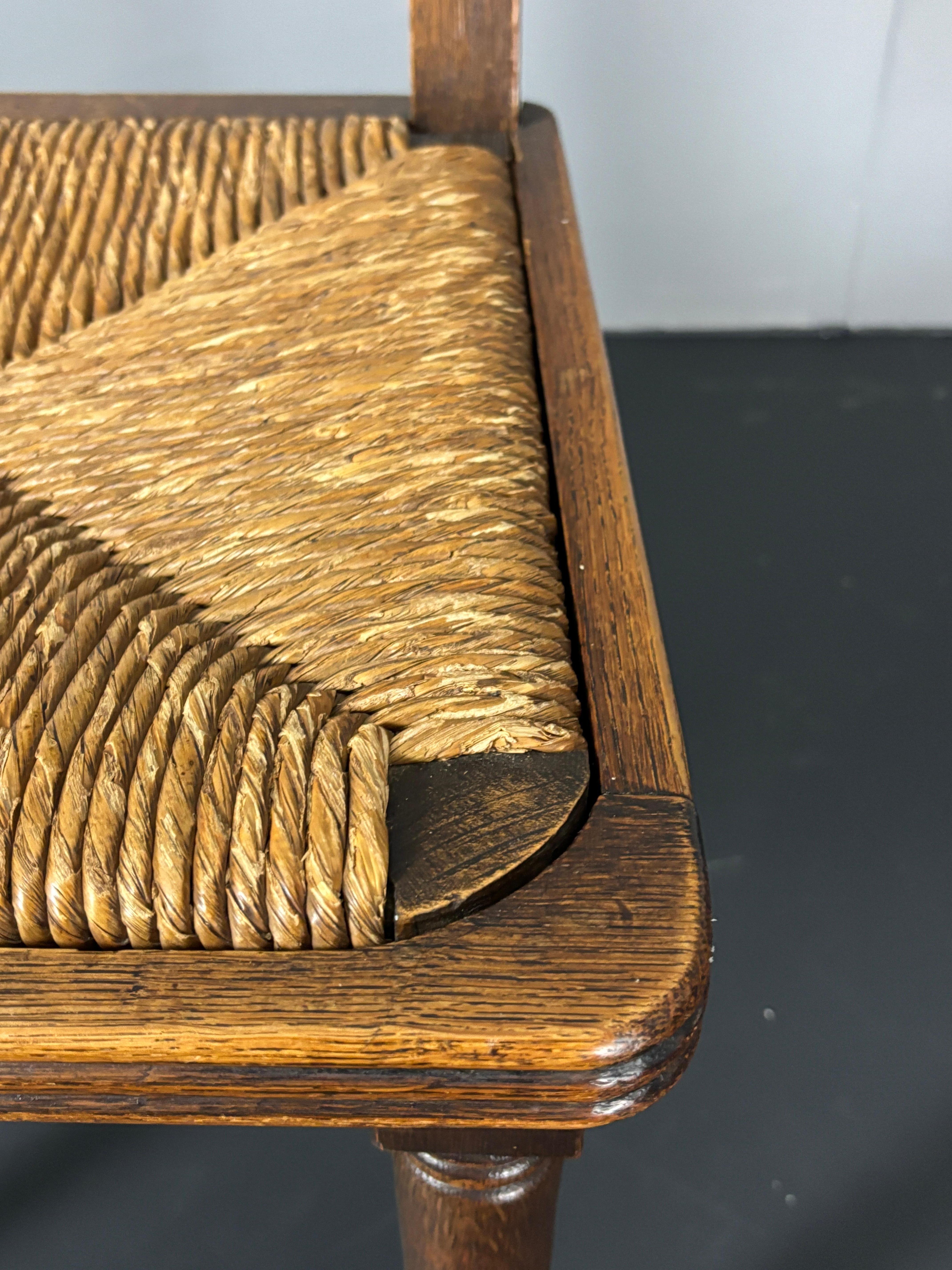 6 chaises de salle à manger en jonc tourné en bois de ferme français dans le style de Charles Dudouy en vente 8