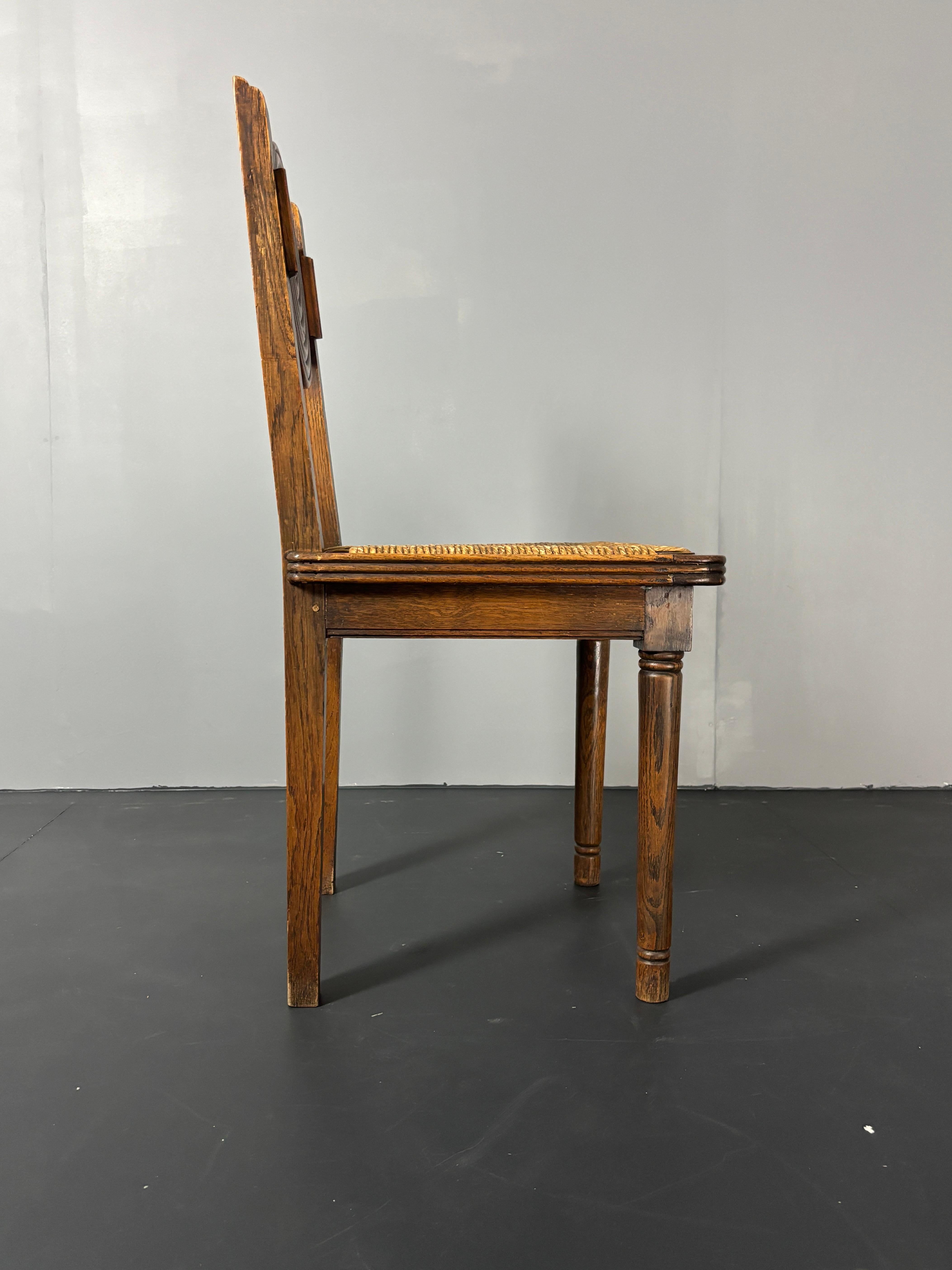6 chaises de salle à manger en jonc tourné en bois de ferme français dans le style de Charles Dudouy en vente 11