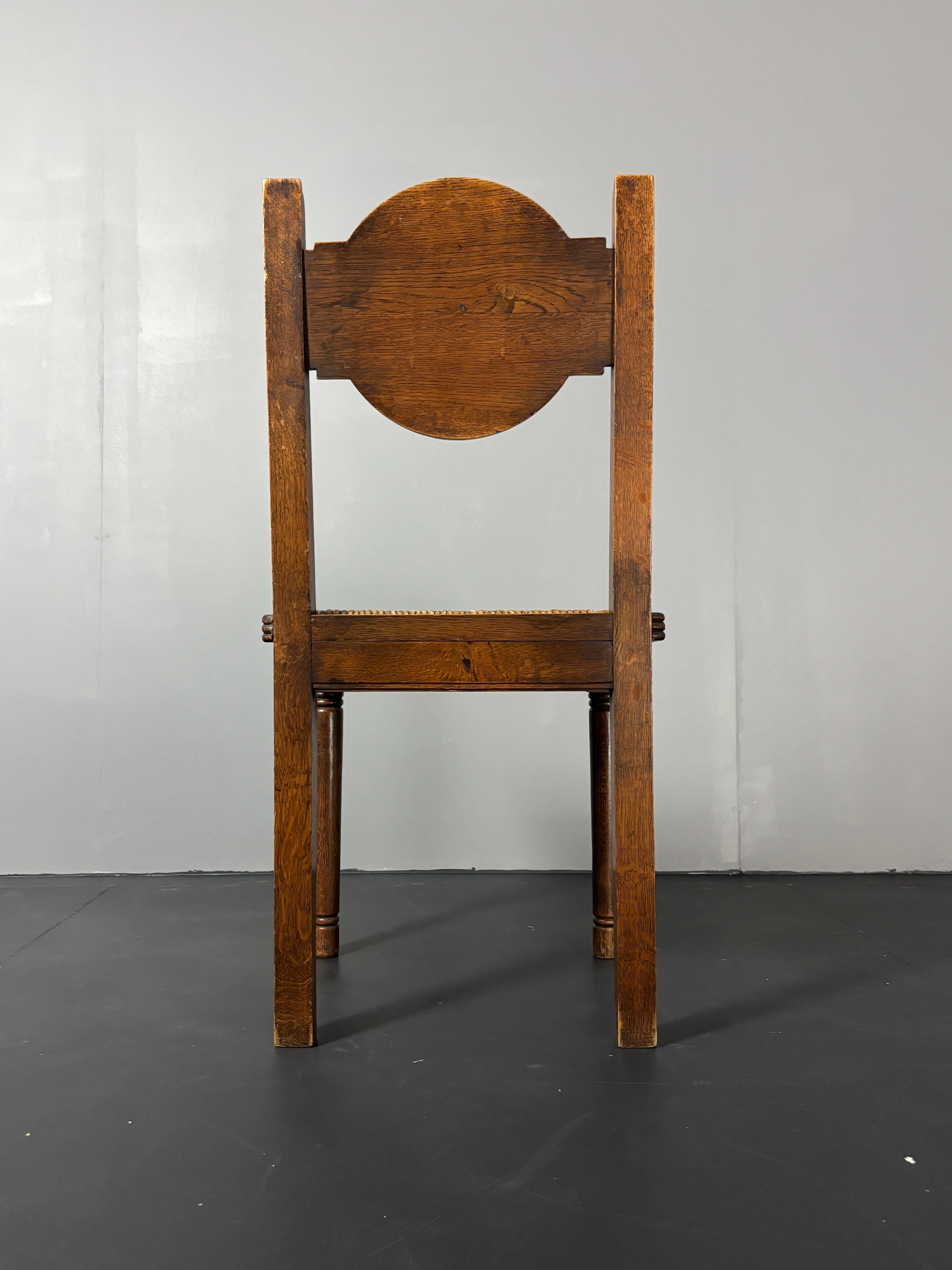 6 chaises de salle à manger en jonc tourné en bois de ferme français dans le style de Charles Dudouy en vente 12