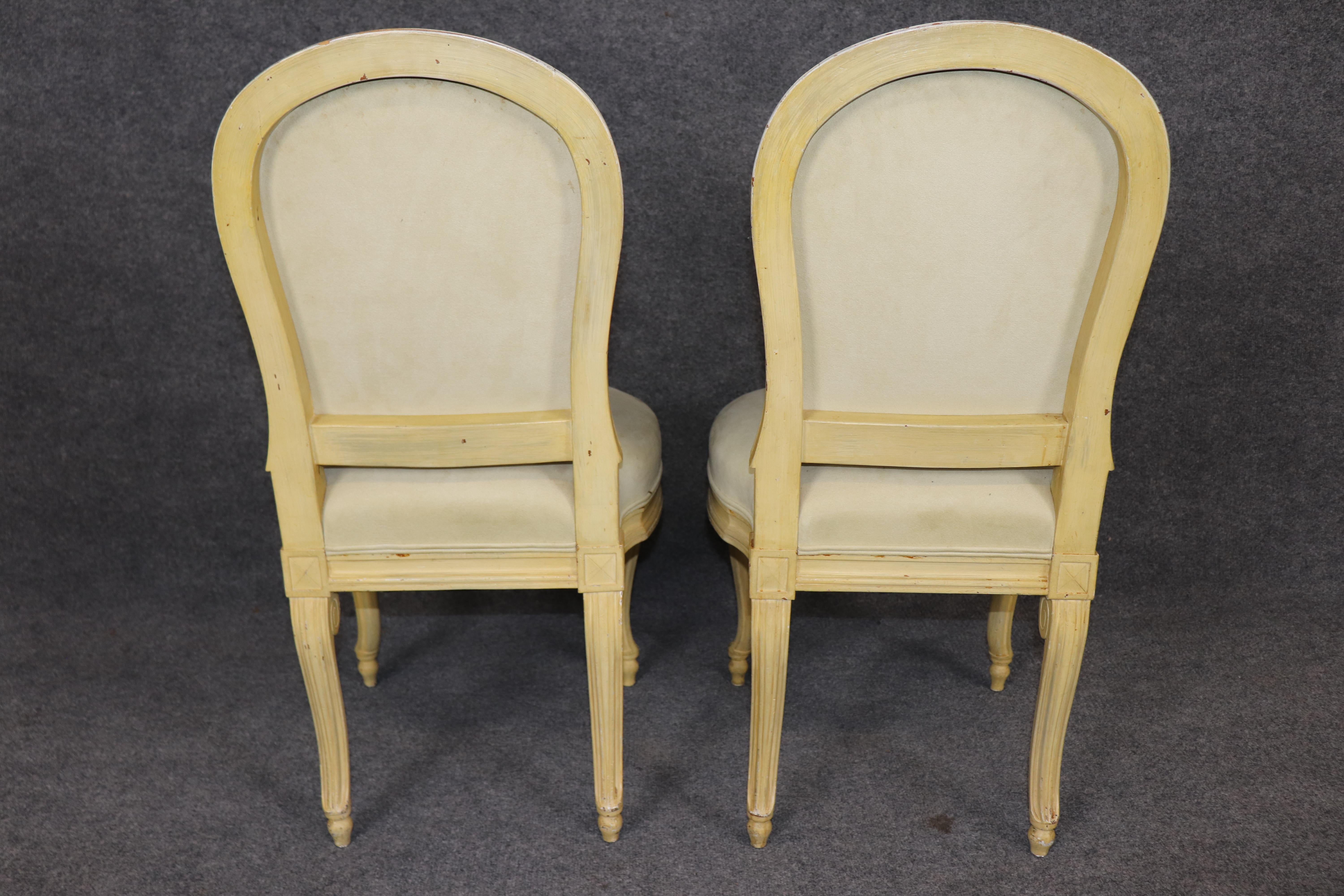 6 Sillas auxiliares francesas estilo Luis XV de principios del siglo XX decoradas con pintura envejecida en venta 1