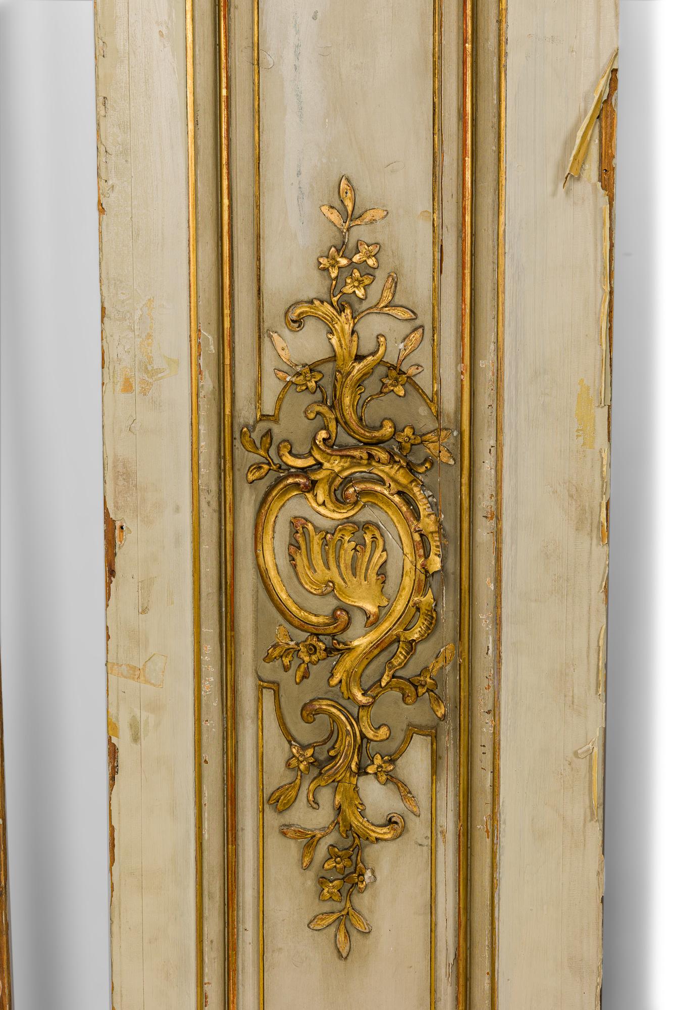 Painted Set of 6 French Louis XV Style Gold and White Panels For Sale